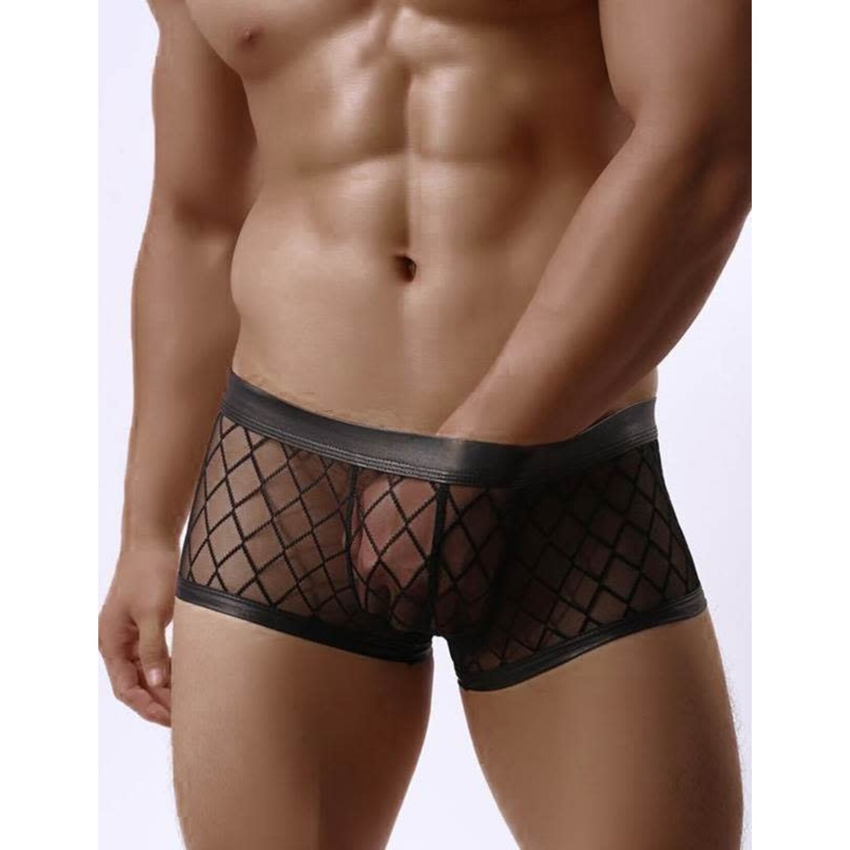 OH YEAH! -  MENS SEXY SHEER BLACK BOXER UNDERWEAR M