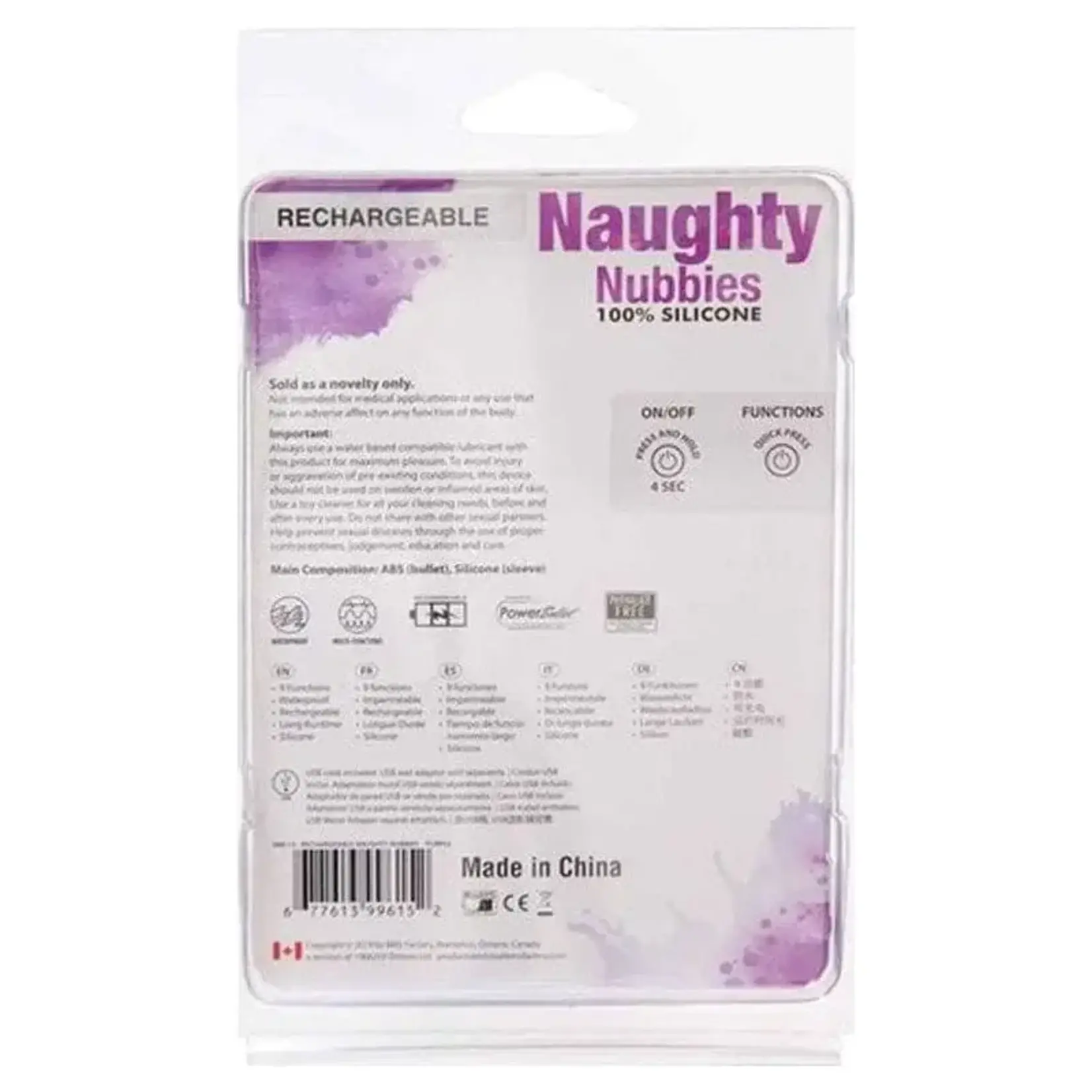POWERBULLET RECHARGEABLE NAUGHTY NUBBIES - SILICONE FINGER VIBE - PURPLE