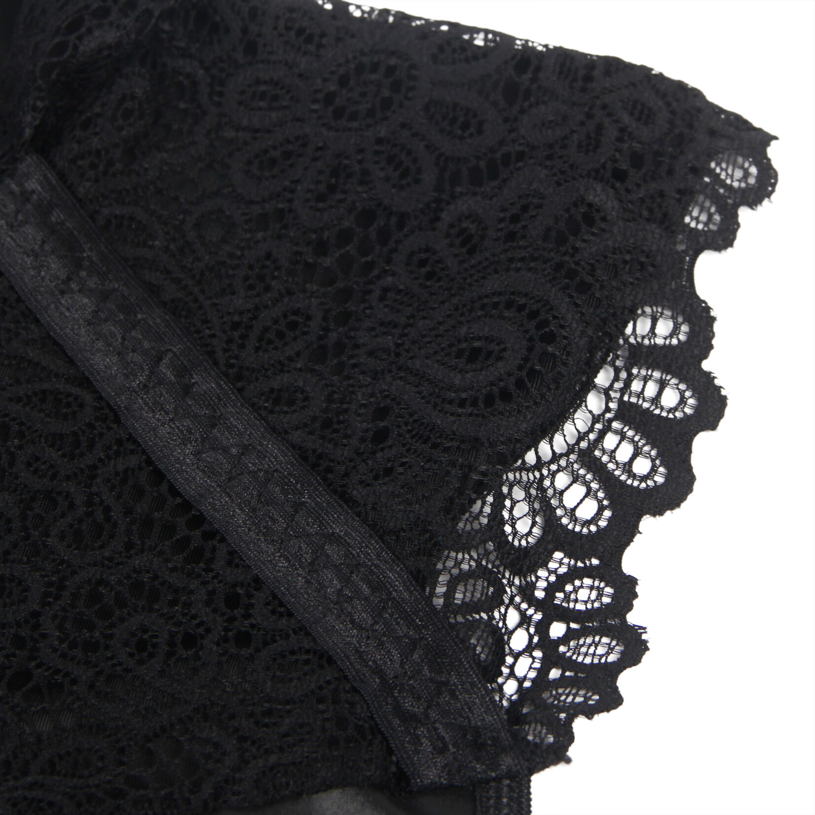 OH YEAH! -  SEXY BLACK LACE LEATHER LINGERIE M-L