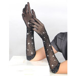 OH YEAH! -  ENCHANTING BLACK GLITTER RHINESTONE GLOVES ONE SIZE