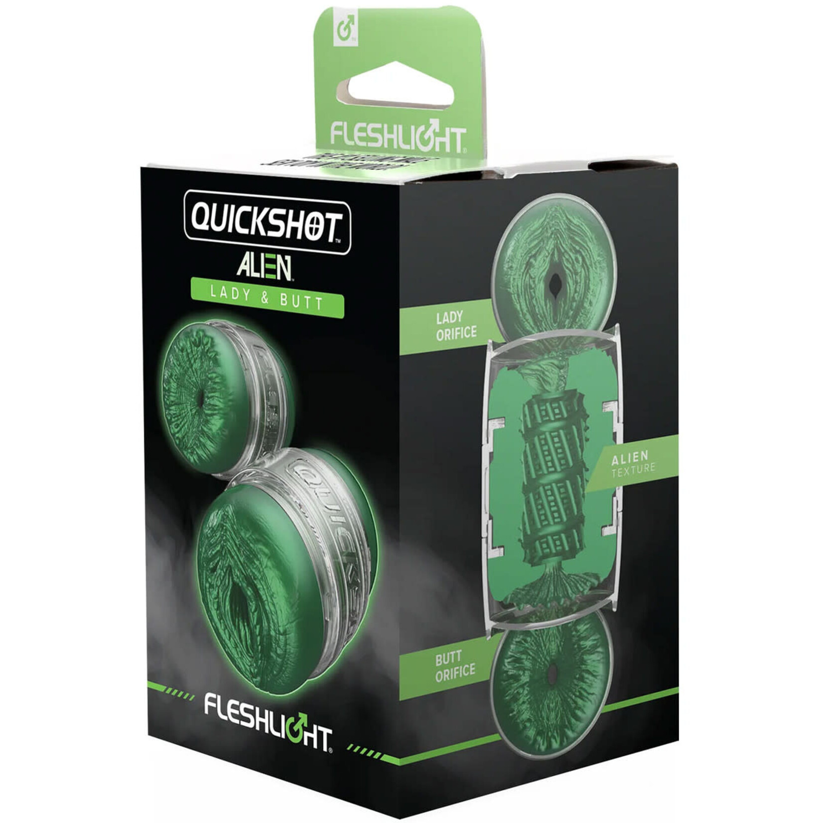 FLESH-LIGHT FLESHLIGHT QUICKSHOT ALIEN GREEN METALLIC LADY/BUTT