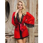 OH YEAH! -  RED SEXY LONG SLEEVE MESH SLEEPWEAR WITH BELT XS-S