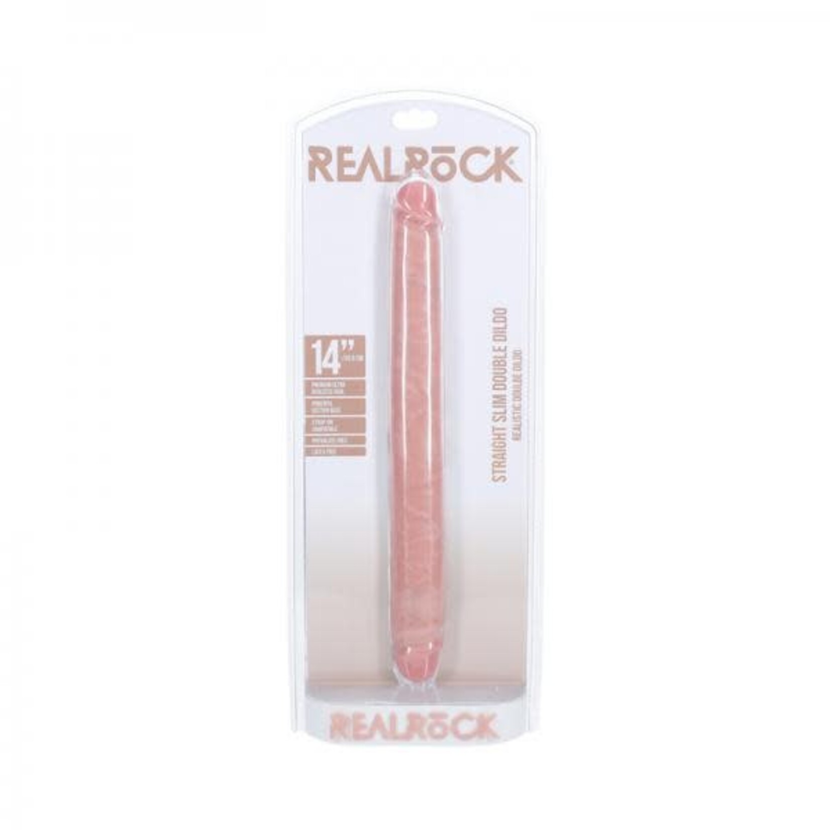 SHOTS REALROCK SLIM DOUBLE ENDED 14 INCH DILDO IN LIGHT