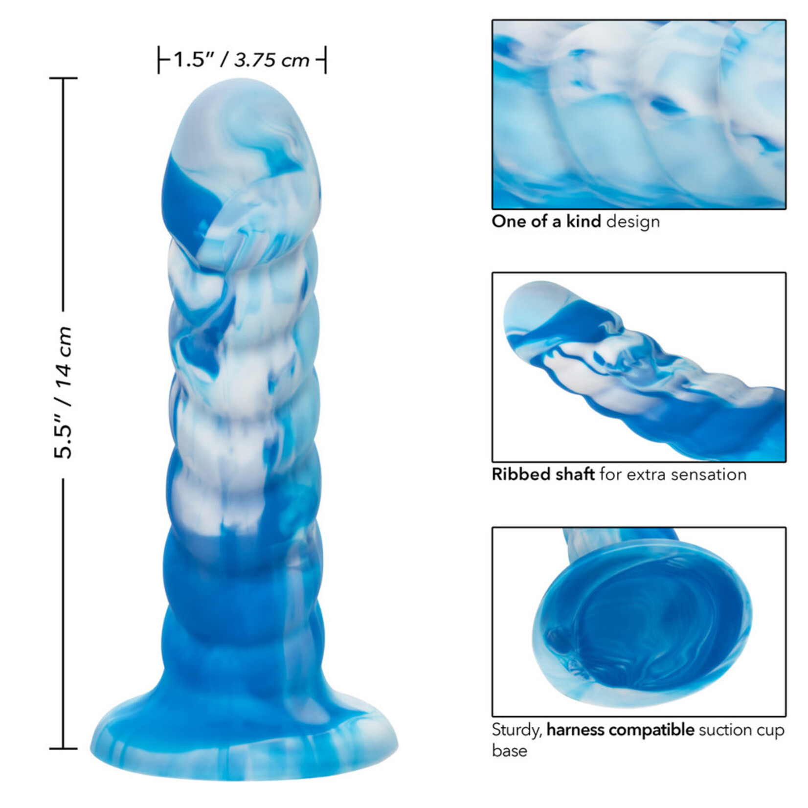 CALEXOTICS TWISTED LOVE TWISTED RIBBED PROBE - BLUE