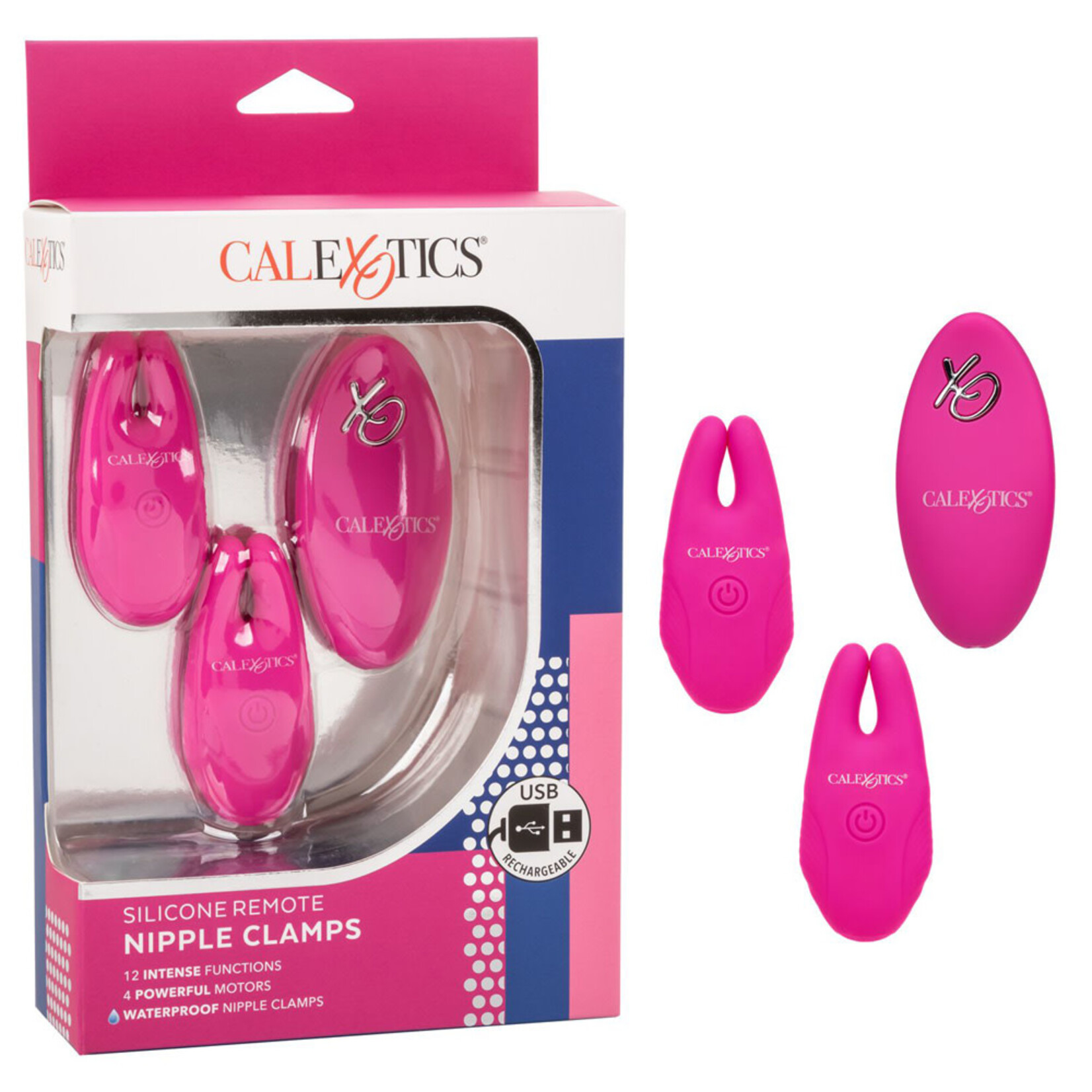 CALEXOTICS REMOTE SILICONE NIPPLE CLAMPS - PINK