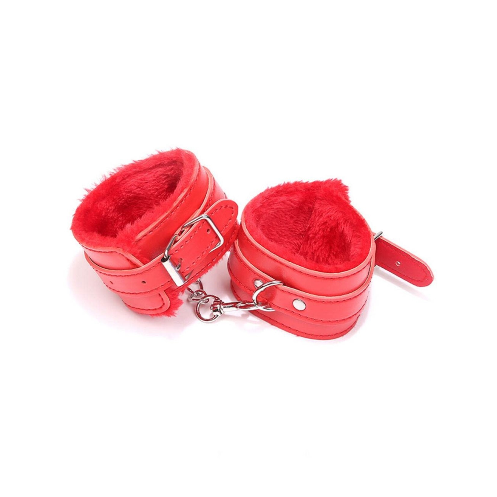 OH YEAH! -  RED SM BONDAGE SEX LEATHER HANDCUFFS ONE SIZE