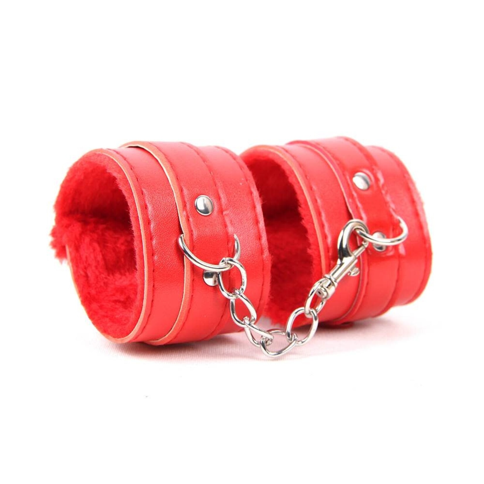OH YEAH! -  RED SM BONDAGE SEX LEATHER HANDCUFFS ONE SIZE