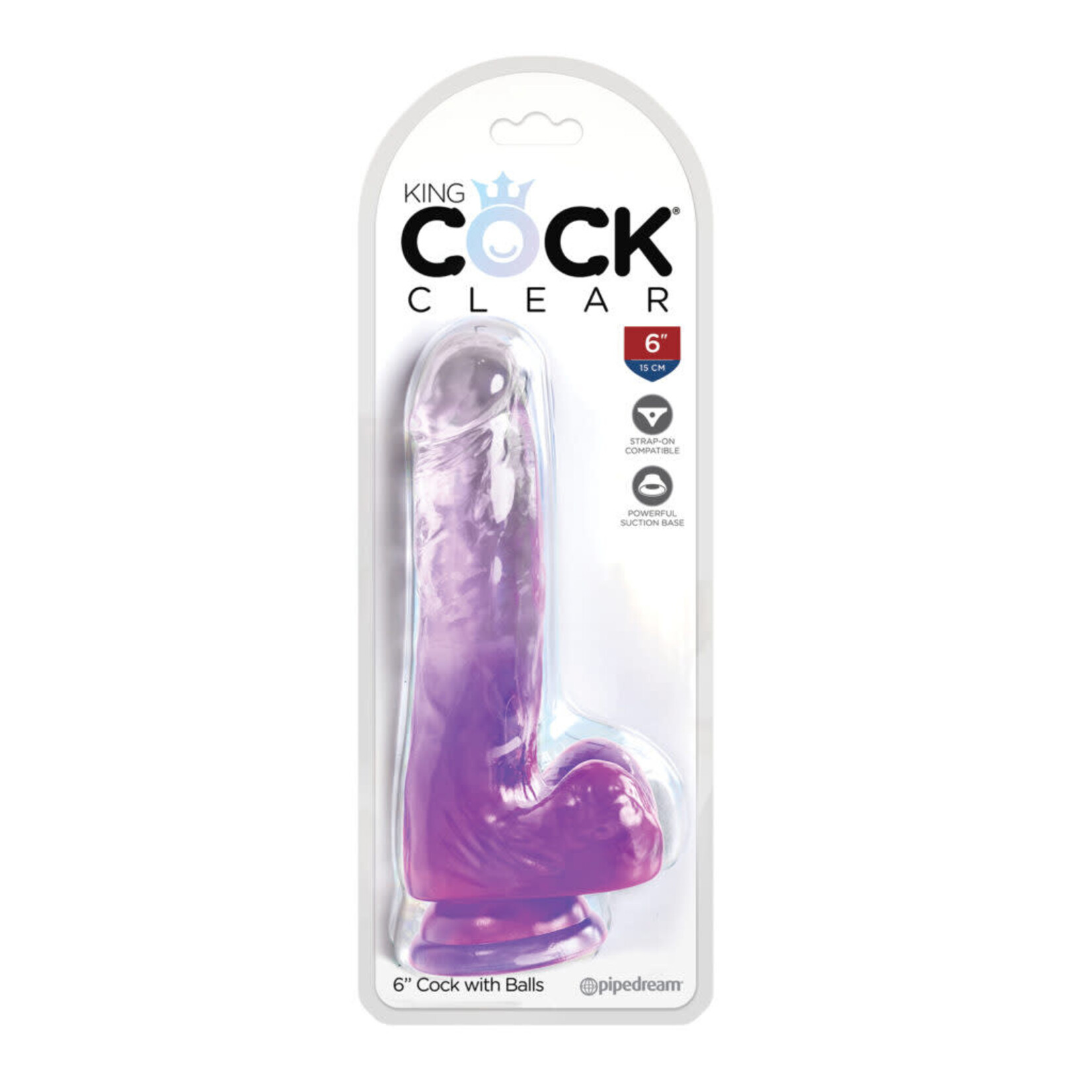 KING COCK KING COCK CLEAR 6" COCK WITH BALLS - PURPLE