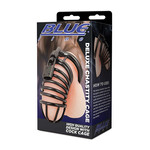 BLUE LINE DELUXE STEEL CHASTITY CAGE IN BLACK