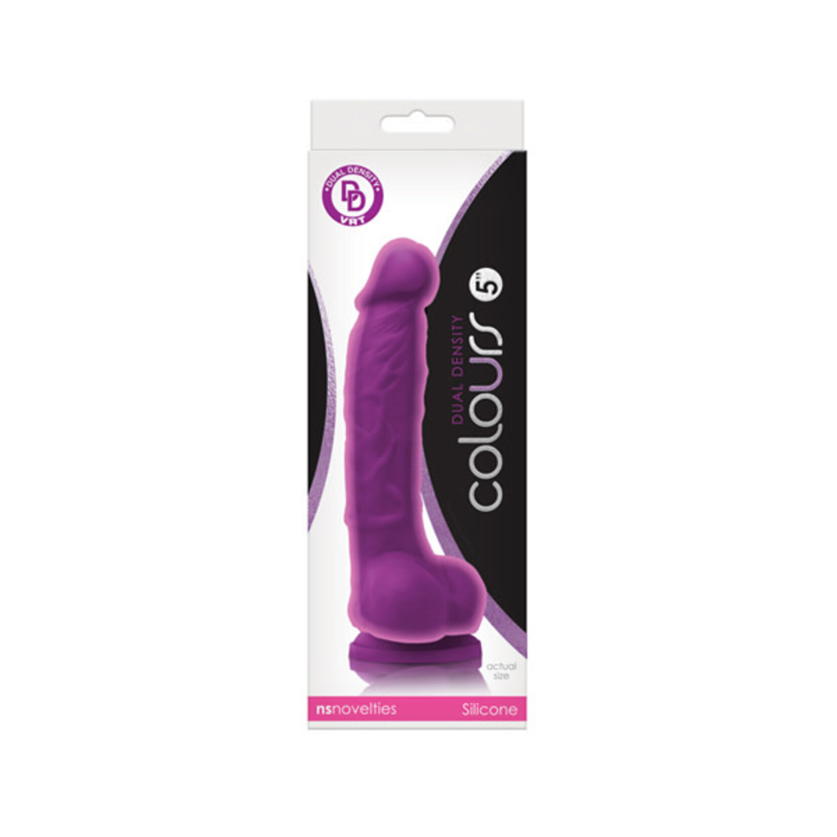 NS NOVELTIES COLOURS 5 INCH DUAL DENSITY SILICONE DILDO IN PURPLE