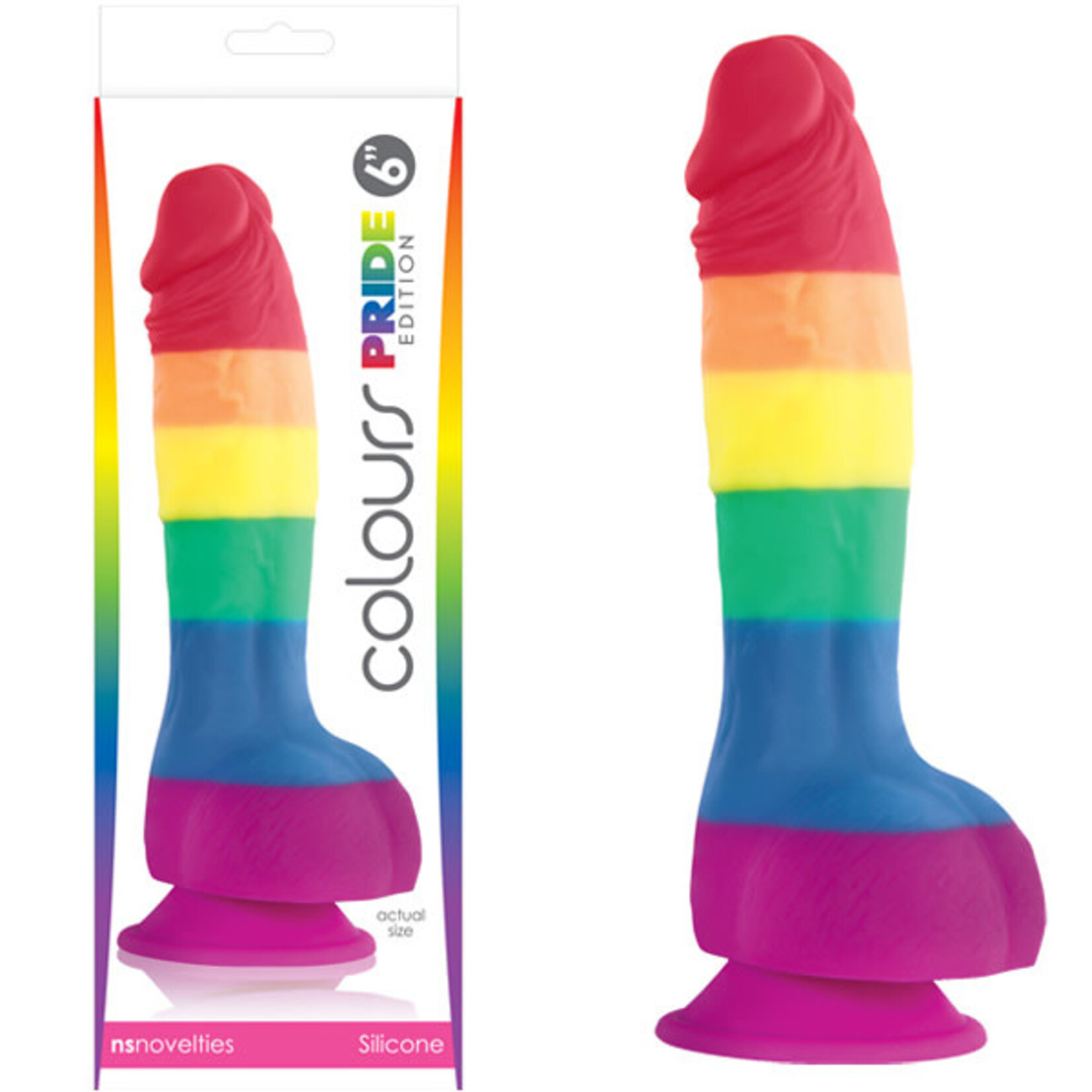 NS NOVELTIES COLOURS PRIDE EDITION 6 INCH SILICONE DILDO IN RAINBOW