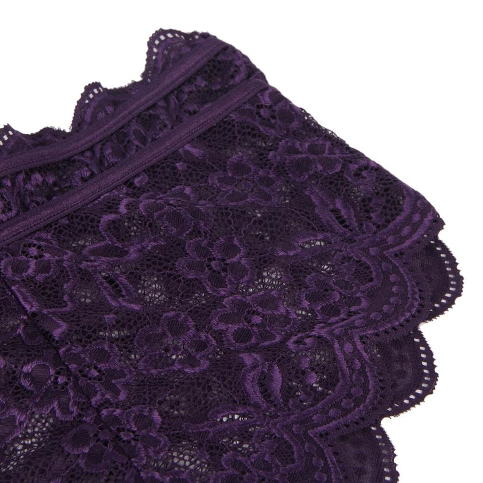 OH YEAH! -  HIGH WAIST PURPLE FULL LACE BRA PANTY UNDERWEAR M-L