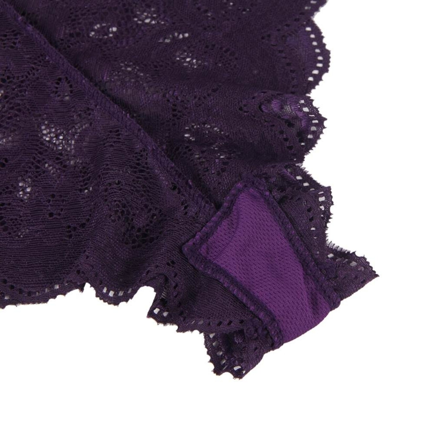 OH YEAH! -  HIGH WAIST PURPLE FULL LACE BRA PANTY UNDERWEAR M-L