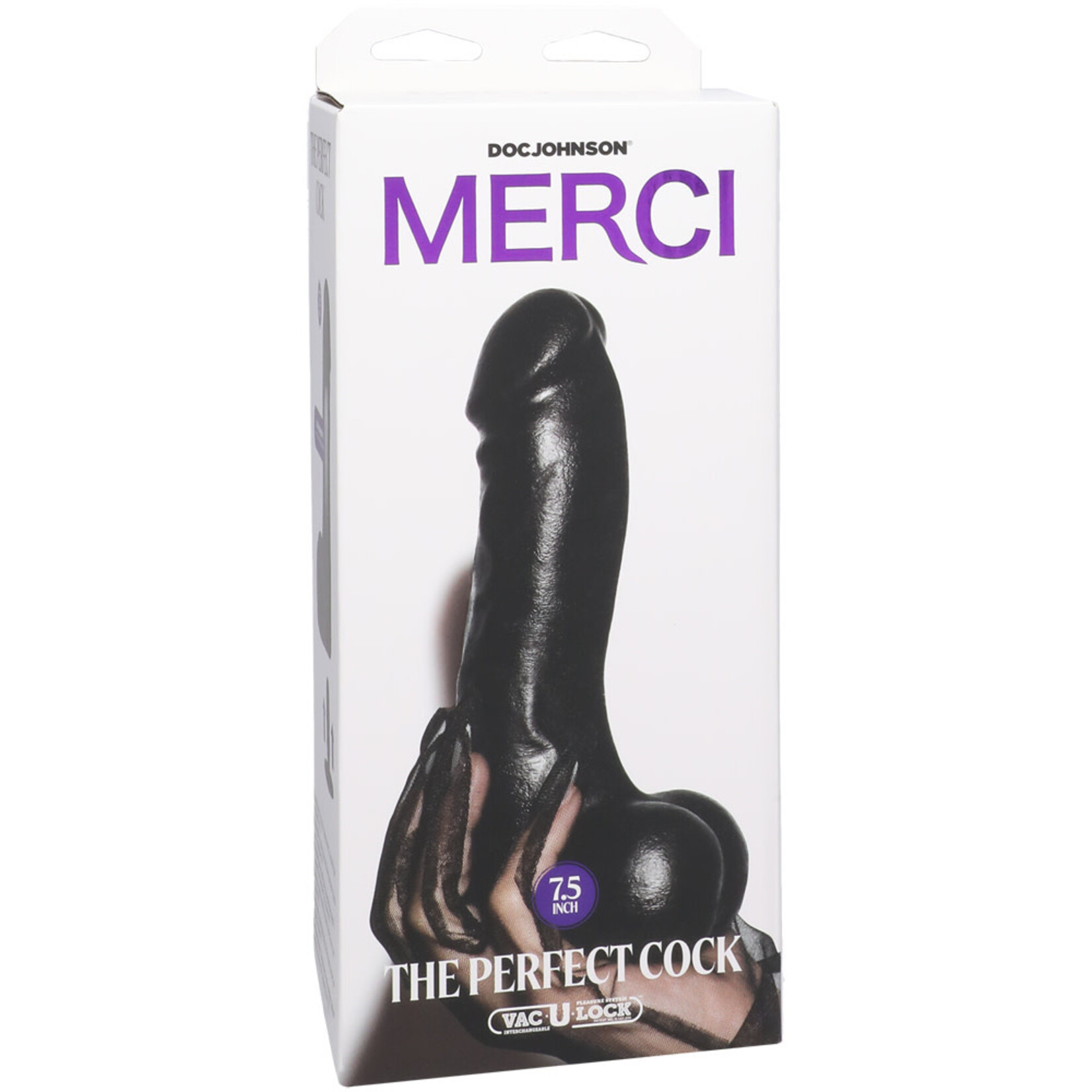 DOC JOHNSON MERCI - THE PERFECT COCK 7.5" WITH REMOVABLE VAC-U-LOCK SUCTION CUP - BLACK