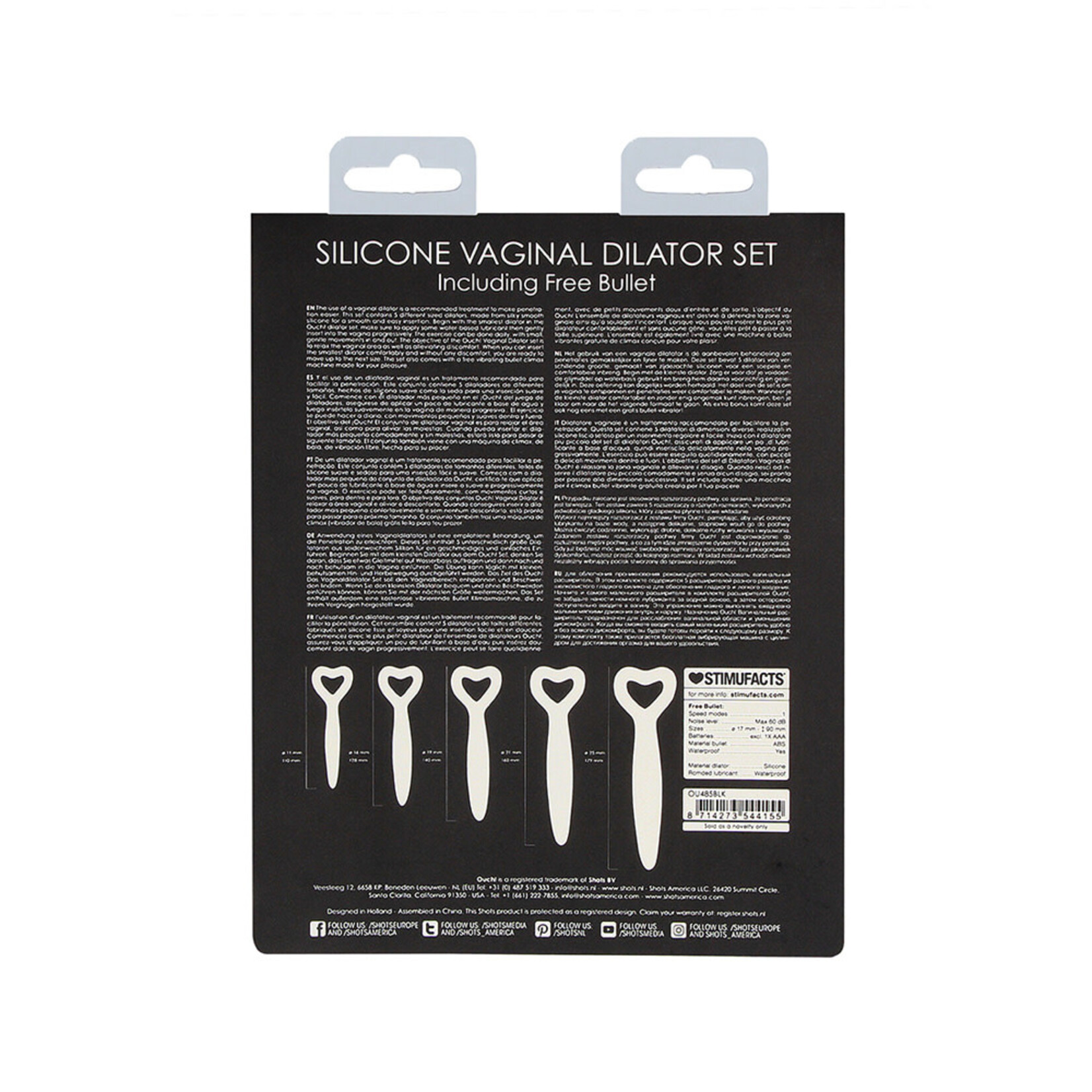 OUCH OUCH! SILICONE VAGINAL DILATOR SET AND BULLET IN BLACK