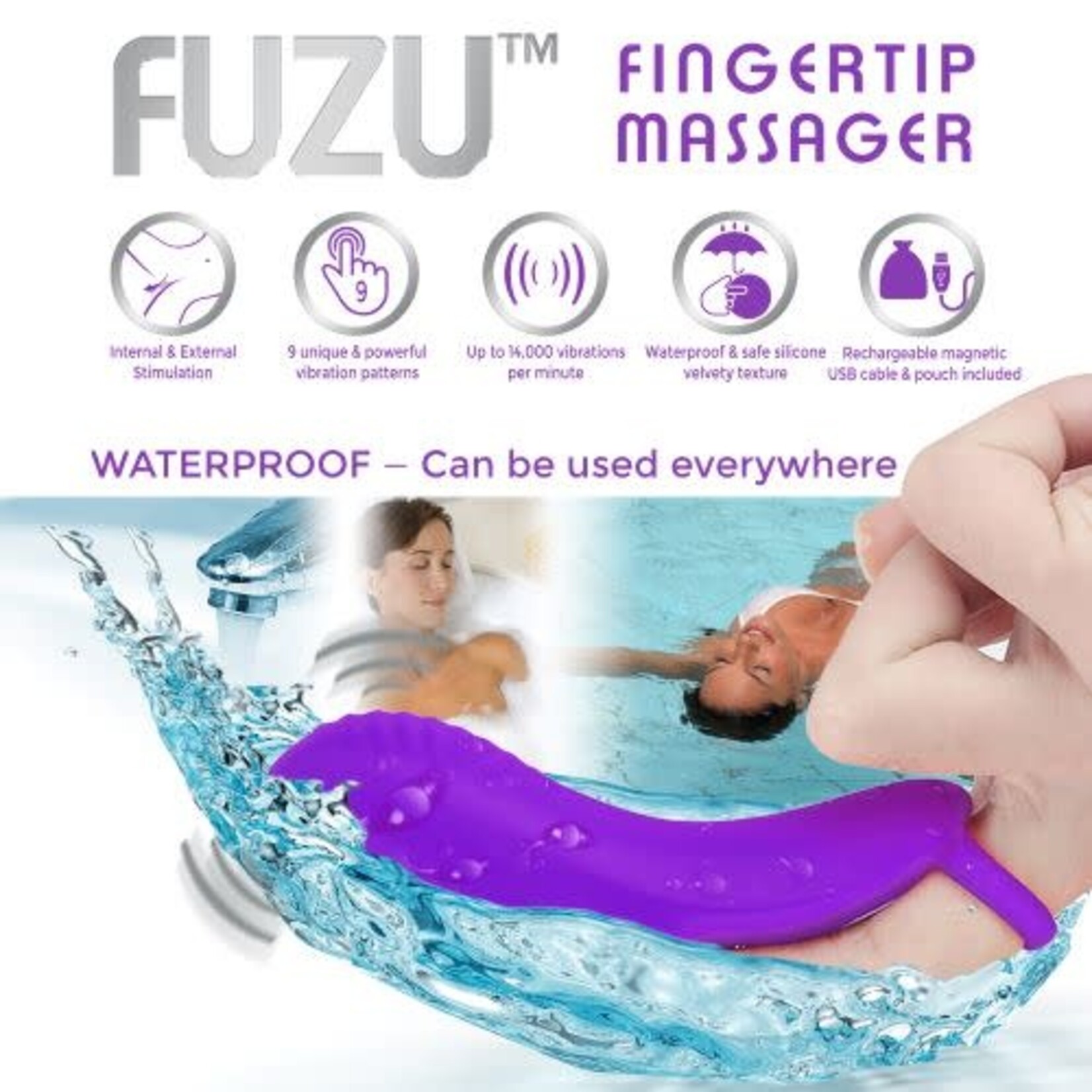 FUZU SILICONE FINGERTIP MASSAGER VIBE IN PURPLE