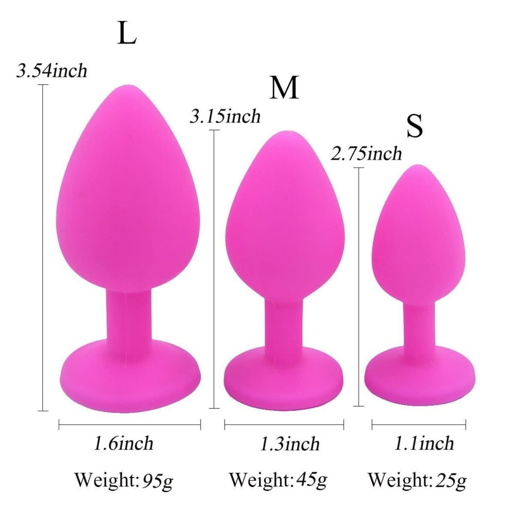 SILICONE JEWEL BUTT PLUG - MEDIUM - ASSORTED COLOURS