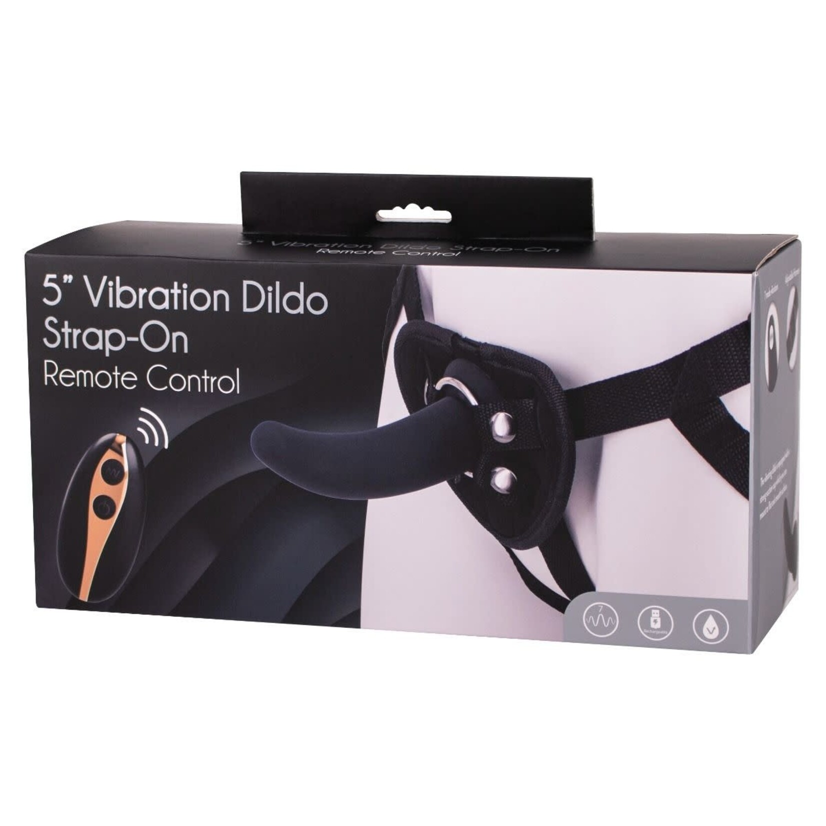 SEVEN CREATIONS 5" VIBRATING STRAP-ON & HARNESS - BLACK