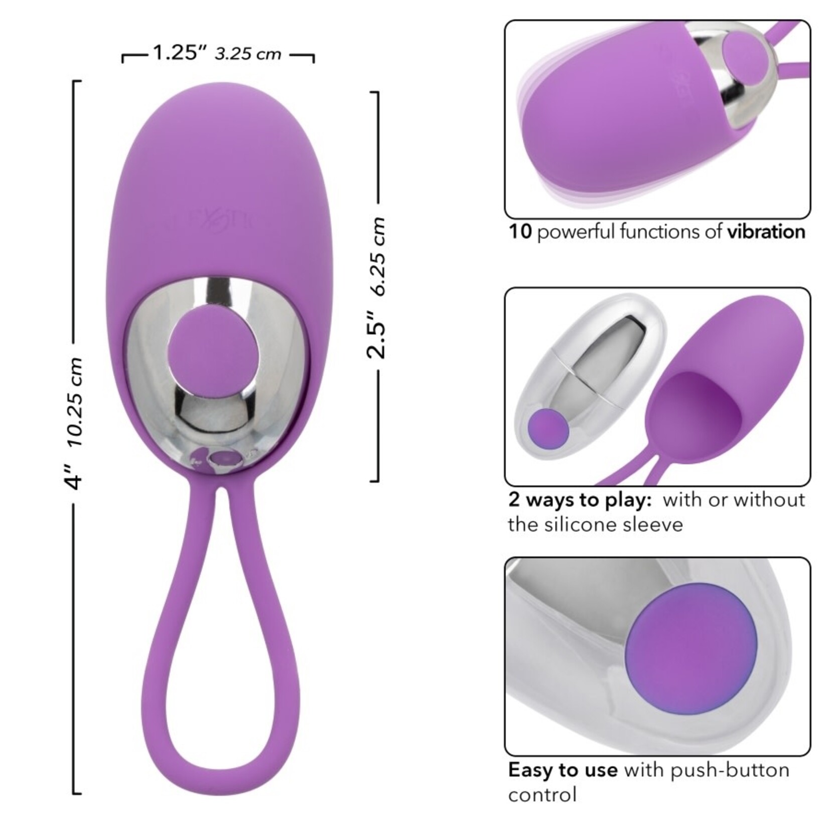 CALEXOTICS TURBO BUZZ BULLET WITH REMOVABLE SILICONE SLEEVE - PURPLE