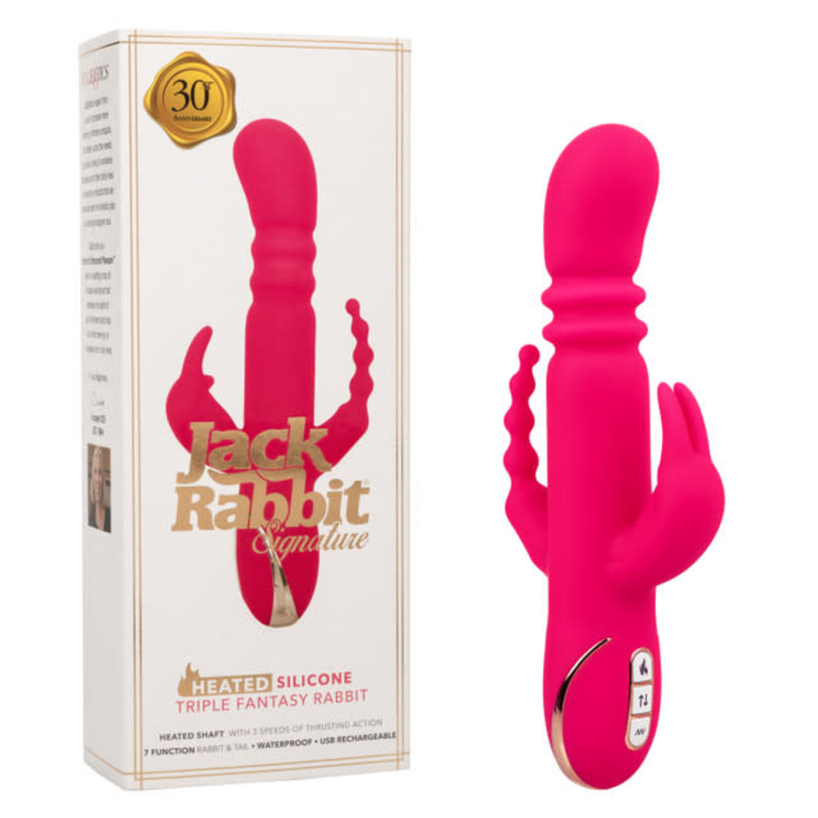 CALEXOTICS JACK RABBIT SIGNATURE HEATED SILICONE TRIPLE FANTASY RABBIT