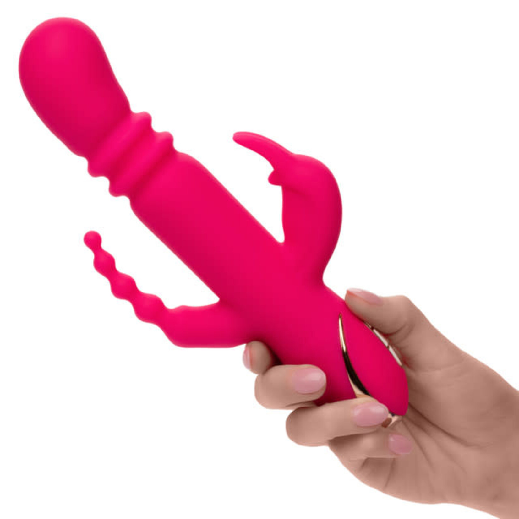 CALEXOTICS JACK RABBIT SIGNATURE HEATED SILICONE TRIPLE FANTASY RABBIT