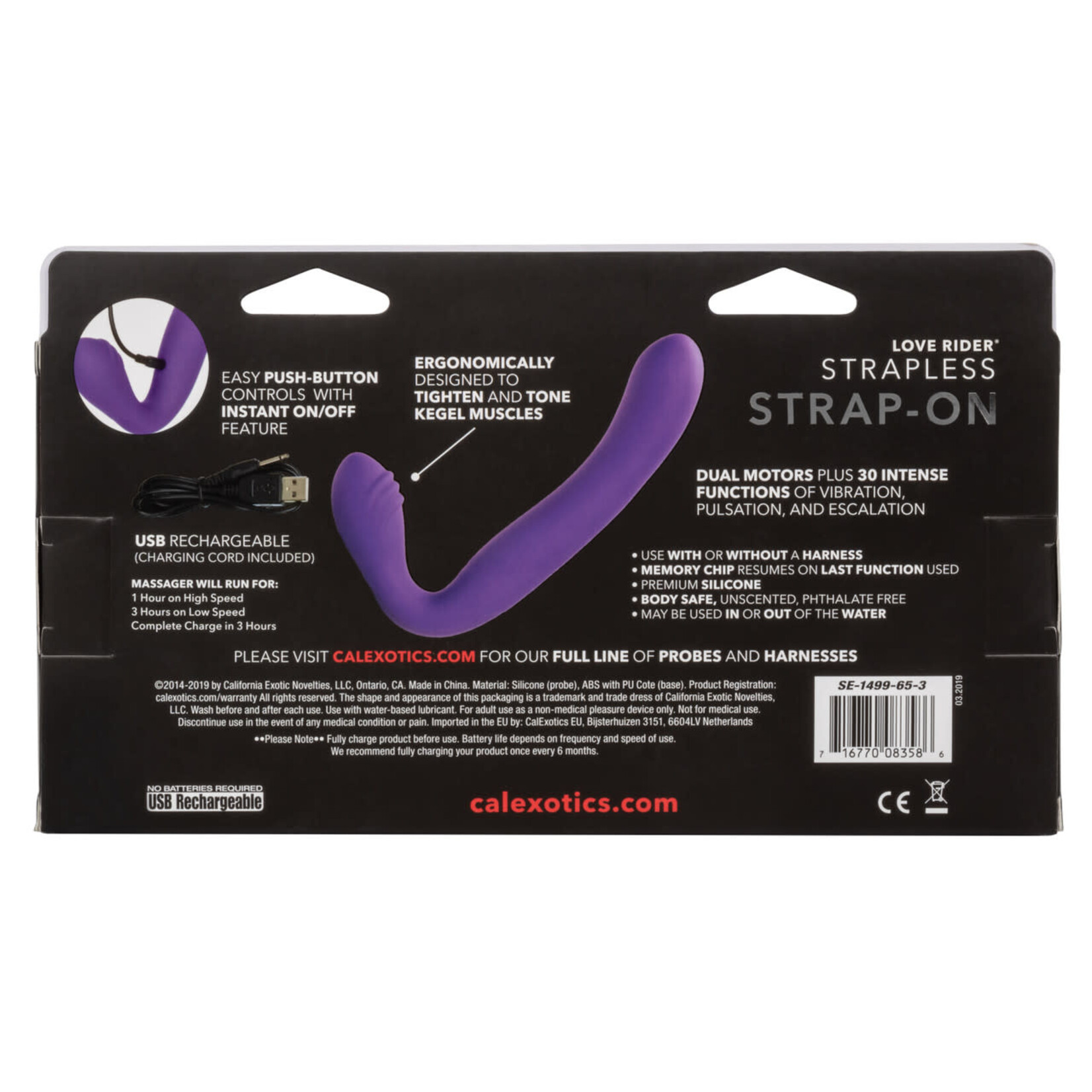 CALEXOTICS HER ROYAL HARNESS LOVE RIDER STRAPLESS STRAP-ON - PURPLE