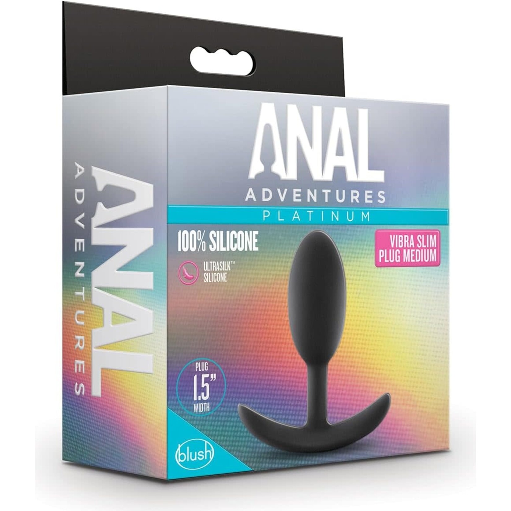 BLUSH BLUSH - ANAL ADVENTURES PLATINUM - SILICONE VIBRA SLIM PLUG - MEDIUM - BLACK