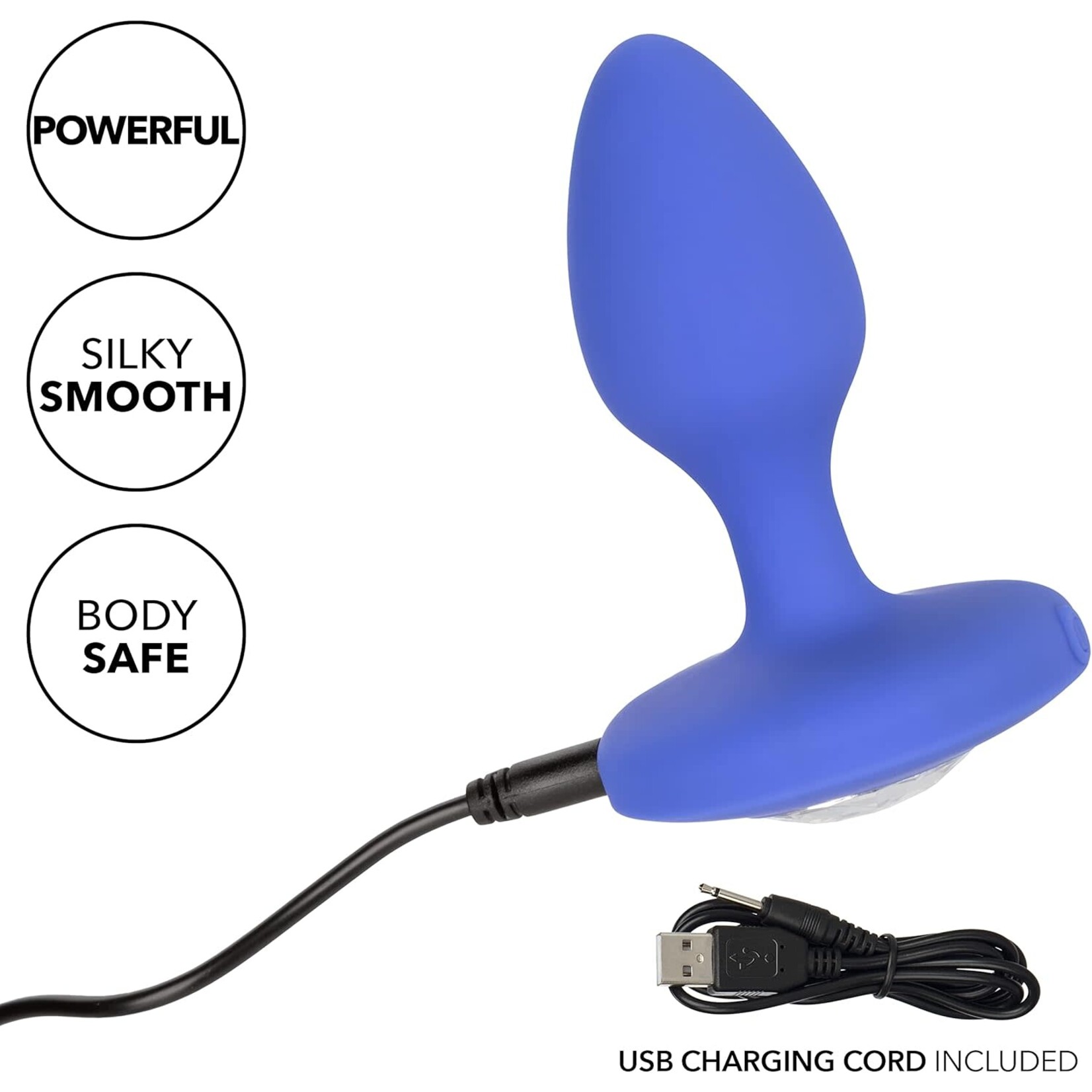 CALEXOTICS CHEEKY GEMS MEDIUM RECHARGEABLE VIBRATING PROBE - BLUE