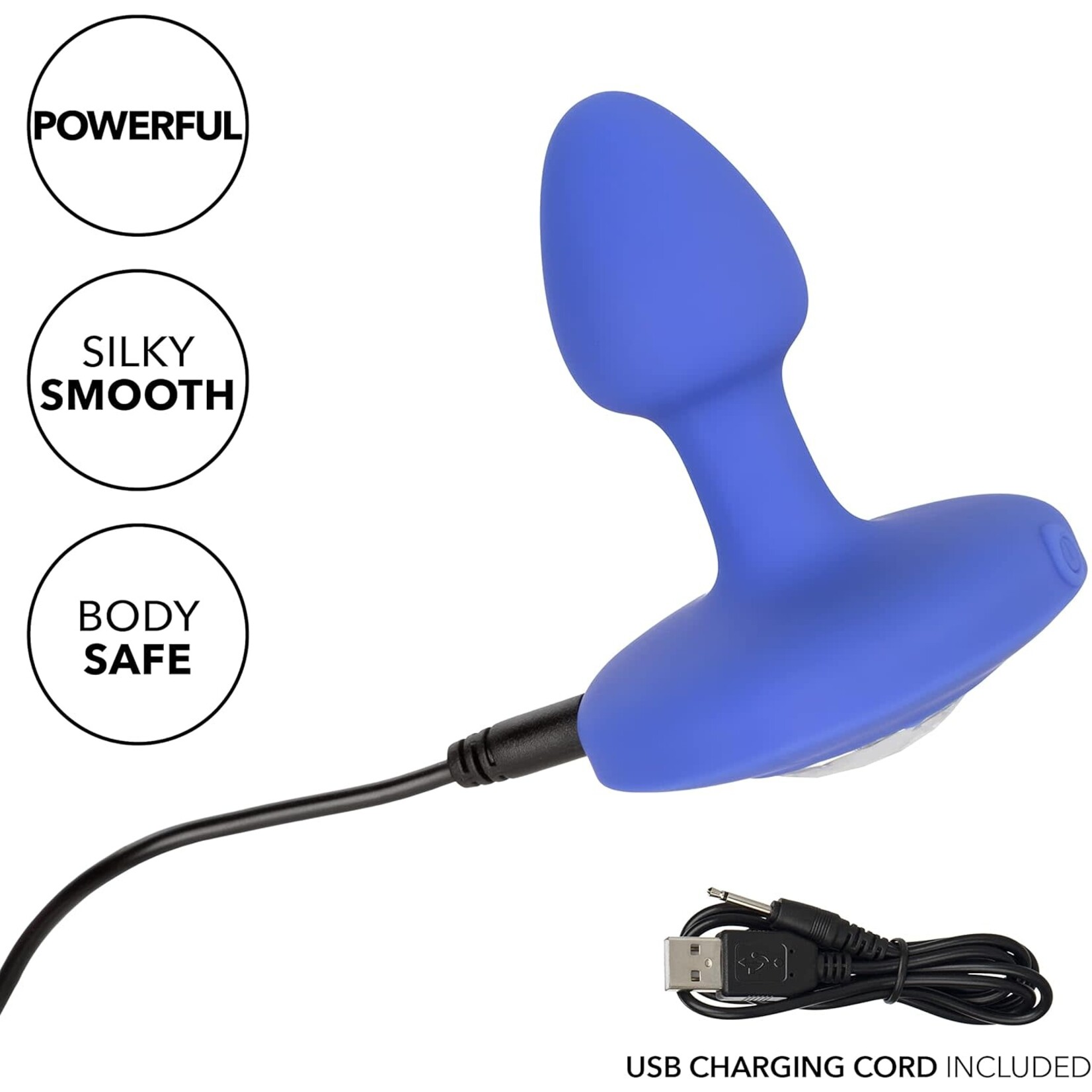 CALEXOTICS CHEEKY GEMS SMALL RECHARGEABLE VIBRATING PROBE - BLUE