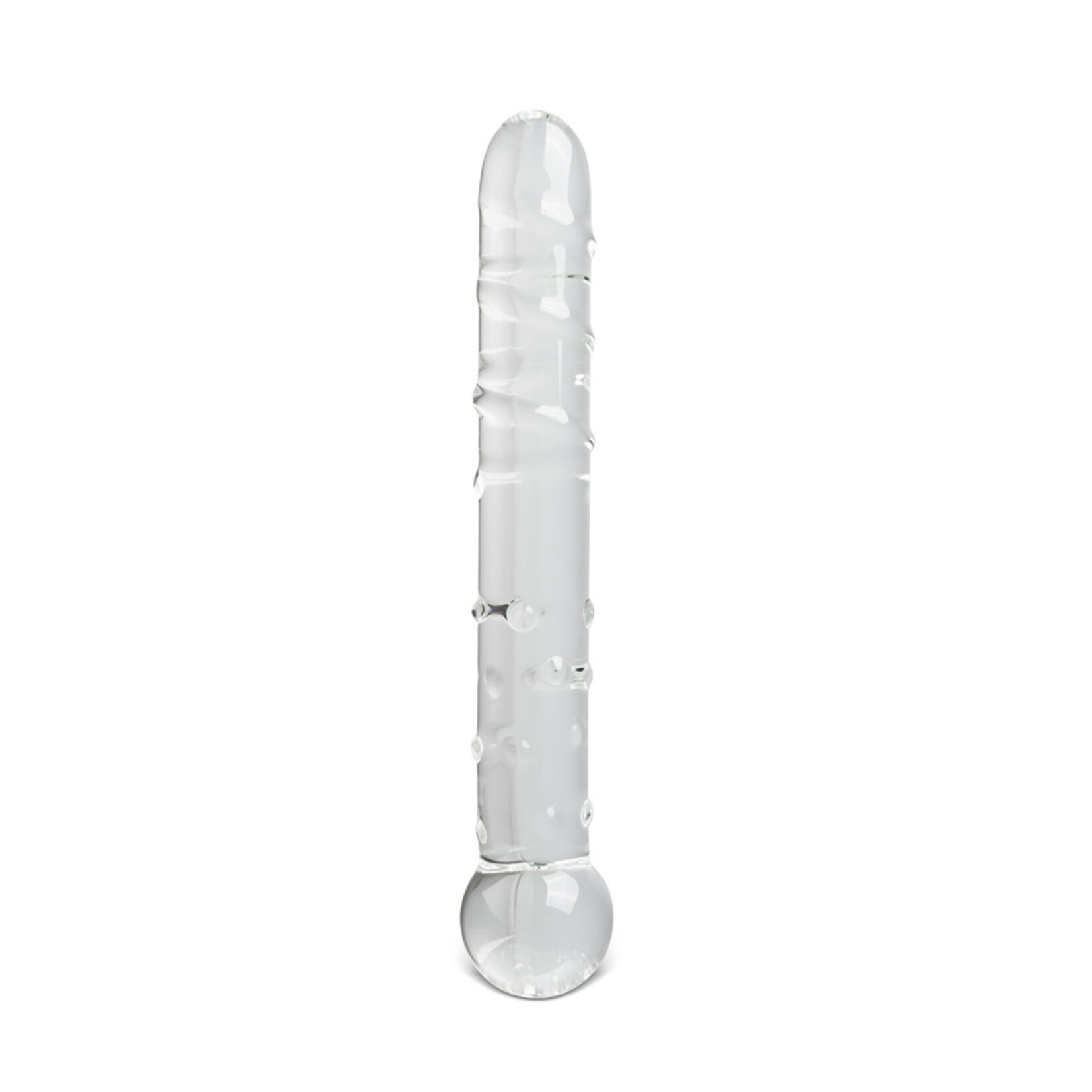 GLASS DILDO CLEAR WITH BUMPS 21 CM