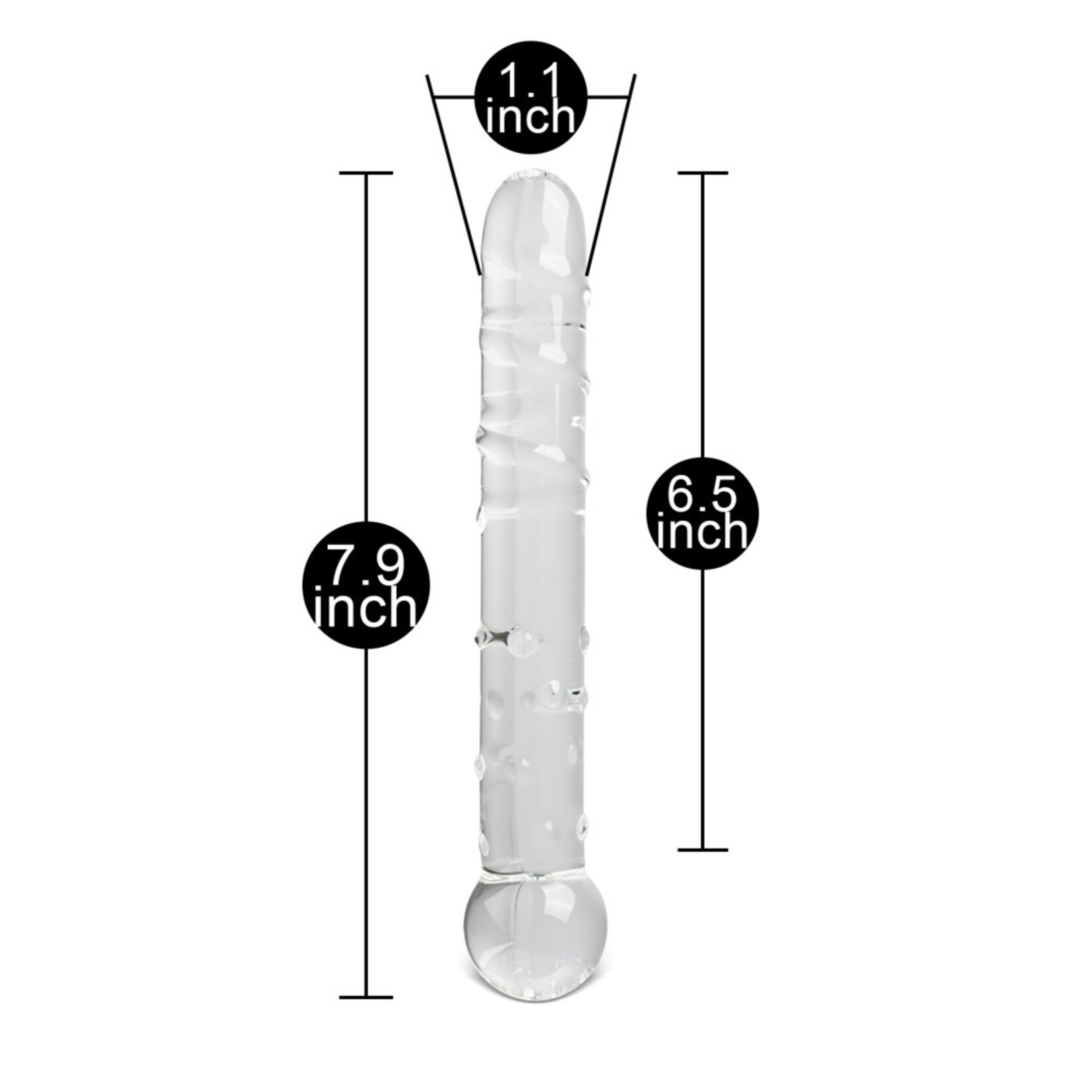 GLASS DILDO CLEAR WITH BUMPS 21 CM
