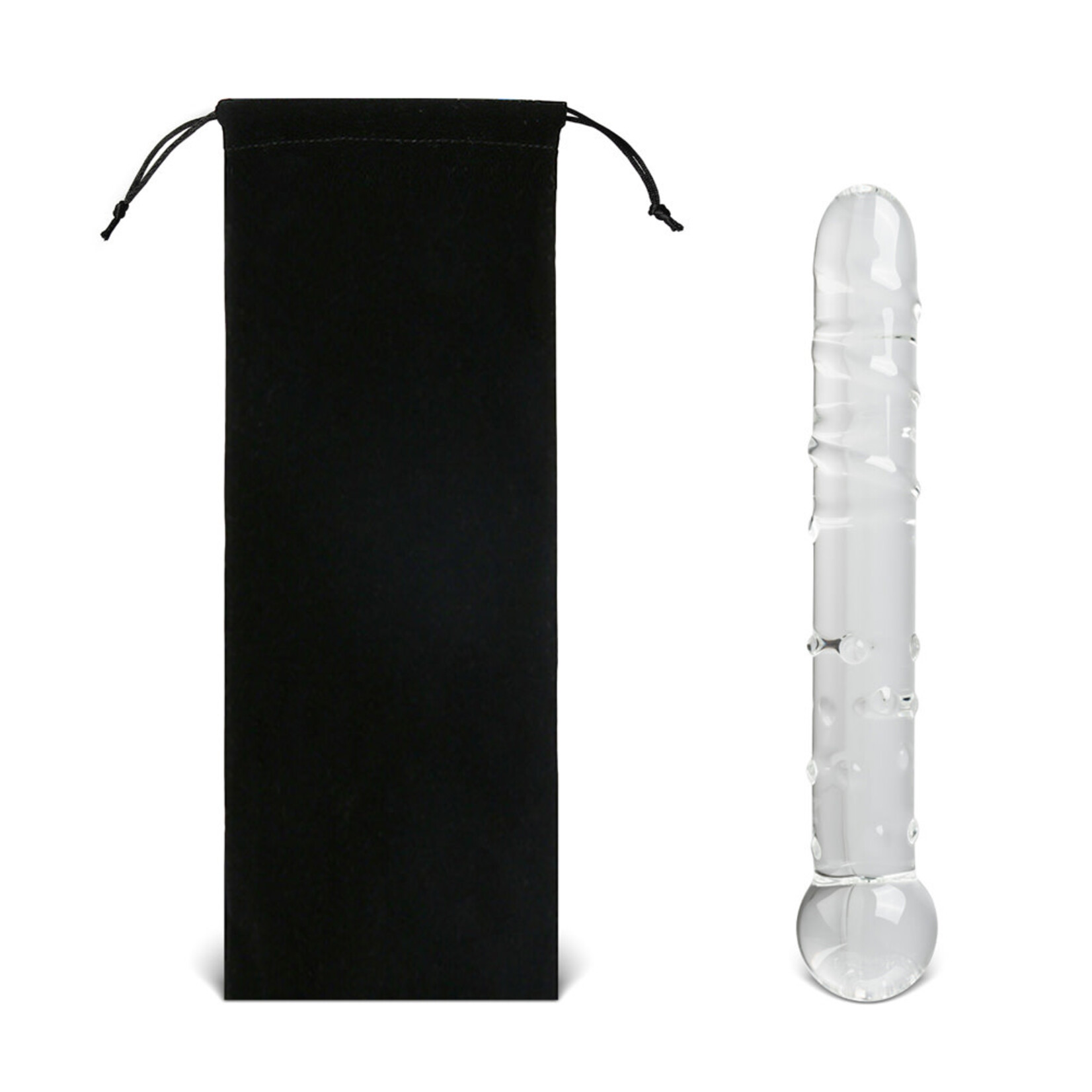 GLASS DILDO CLEAR WITH BUMPS 21 CM