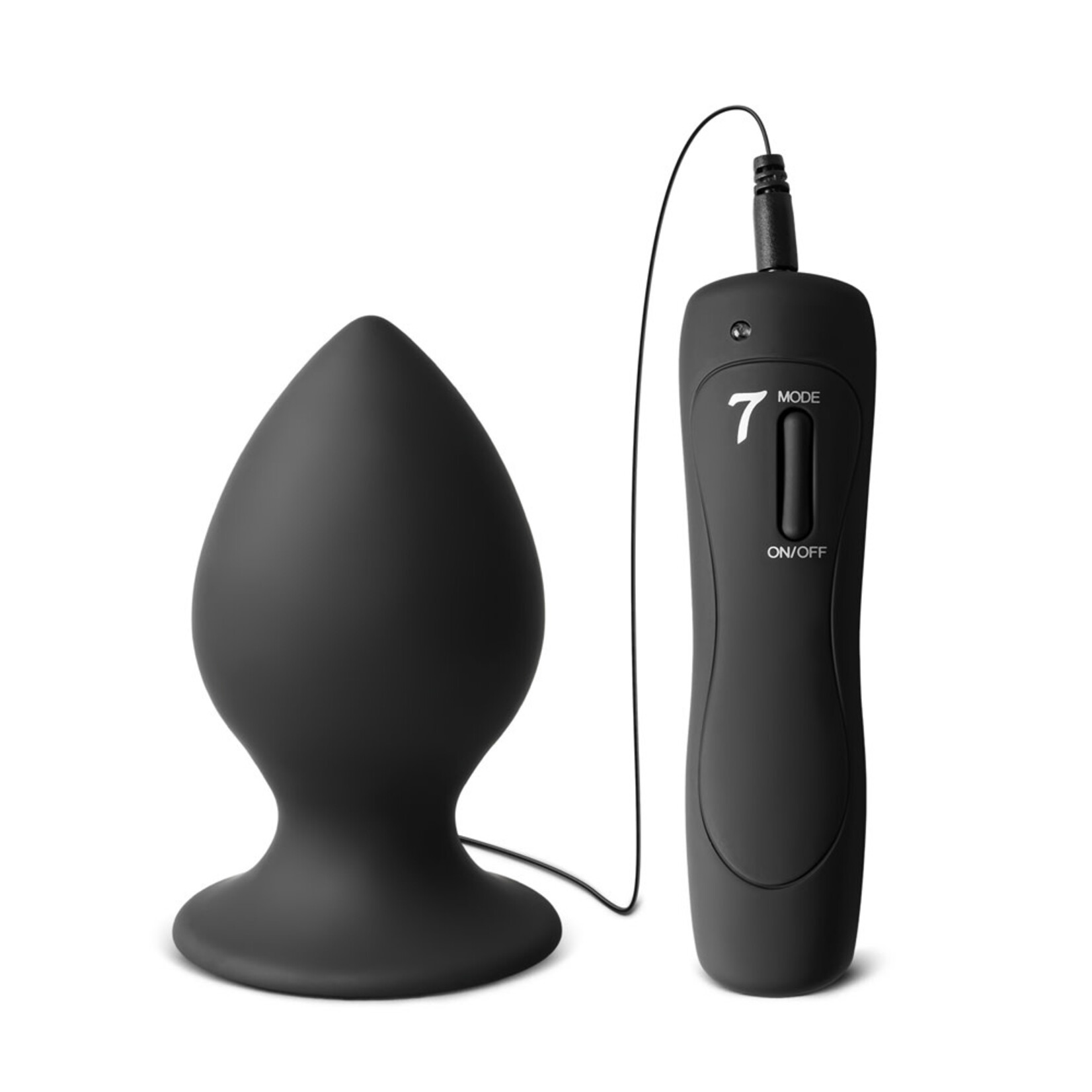 7-SPEED BLACK SILICONE VIBRATING ANAL PLUG - LARGE