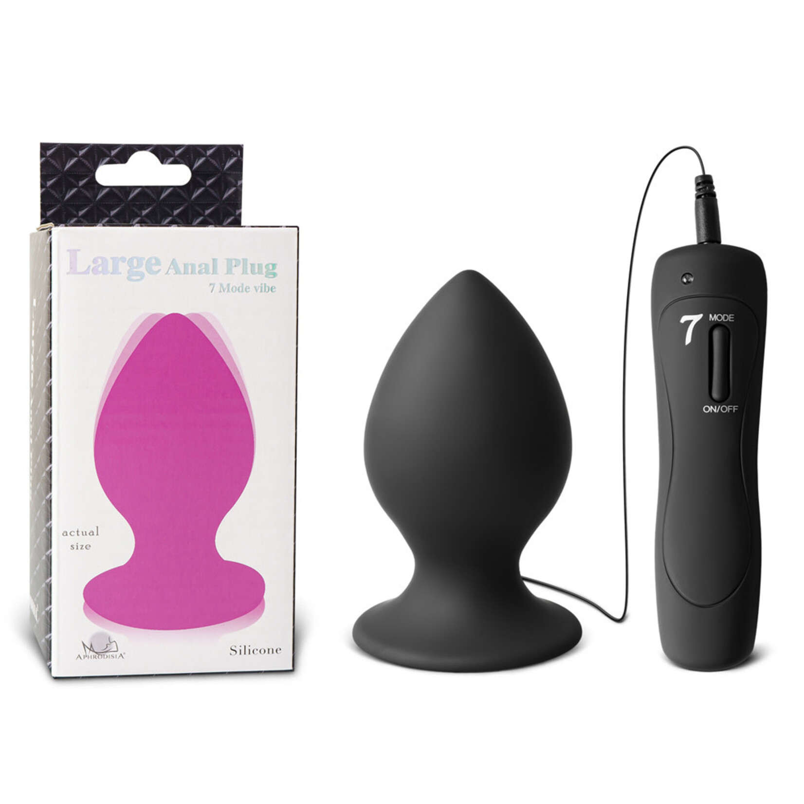 7-SPEED BLACK SILICONE VIBRATING ANAL PLUG - LARGE