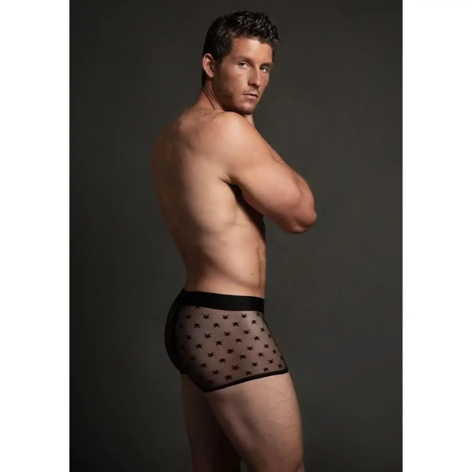 ALLURE LINGERIE ALLURE LUCA - MEN'S STAR BOXER - BLACK - L/XL