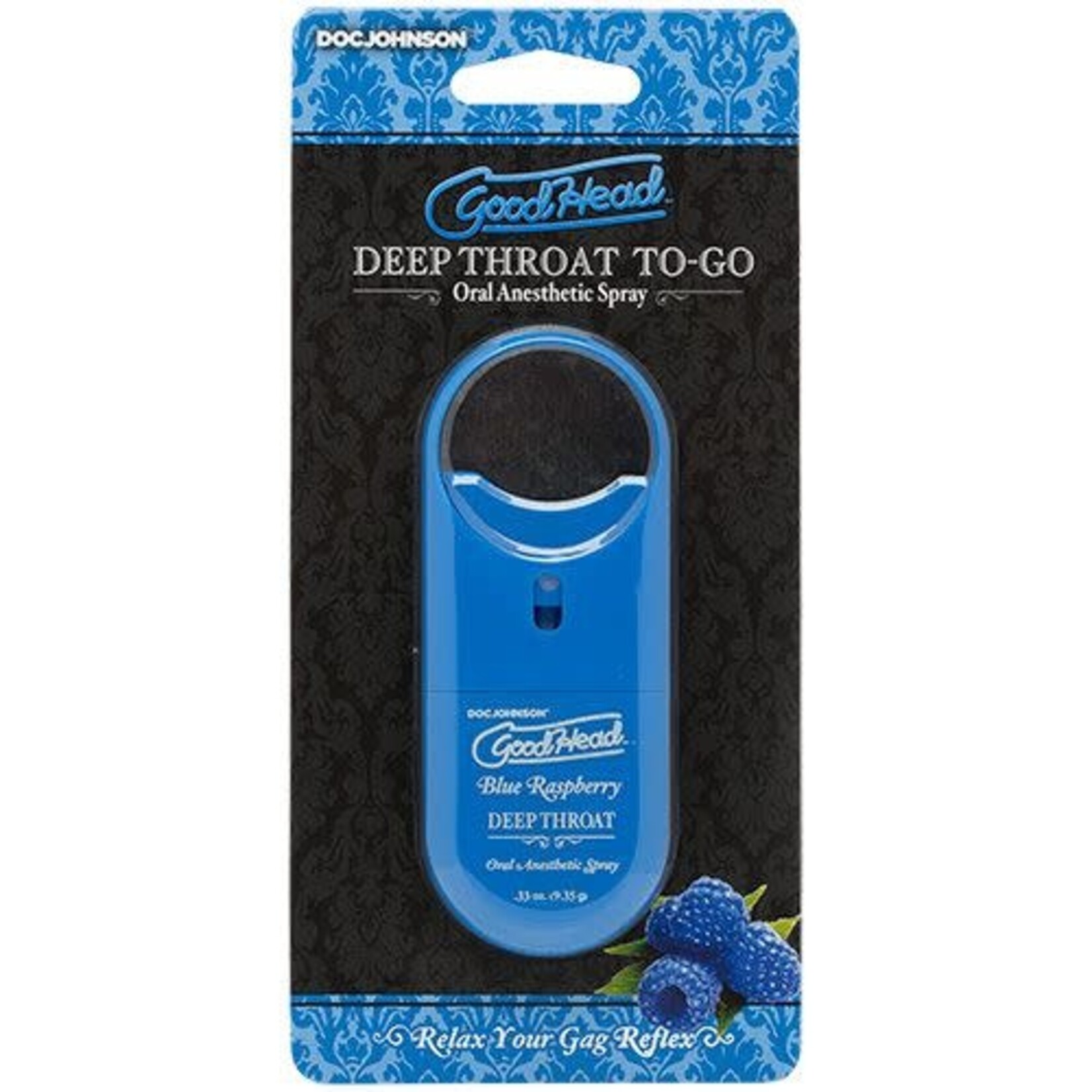 DOC JOHNSON GOODHEAD - DEEP THROAT SPRAY TO-GO - BLUE RASPBERRY (.30 OZ.)