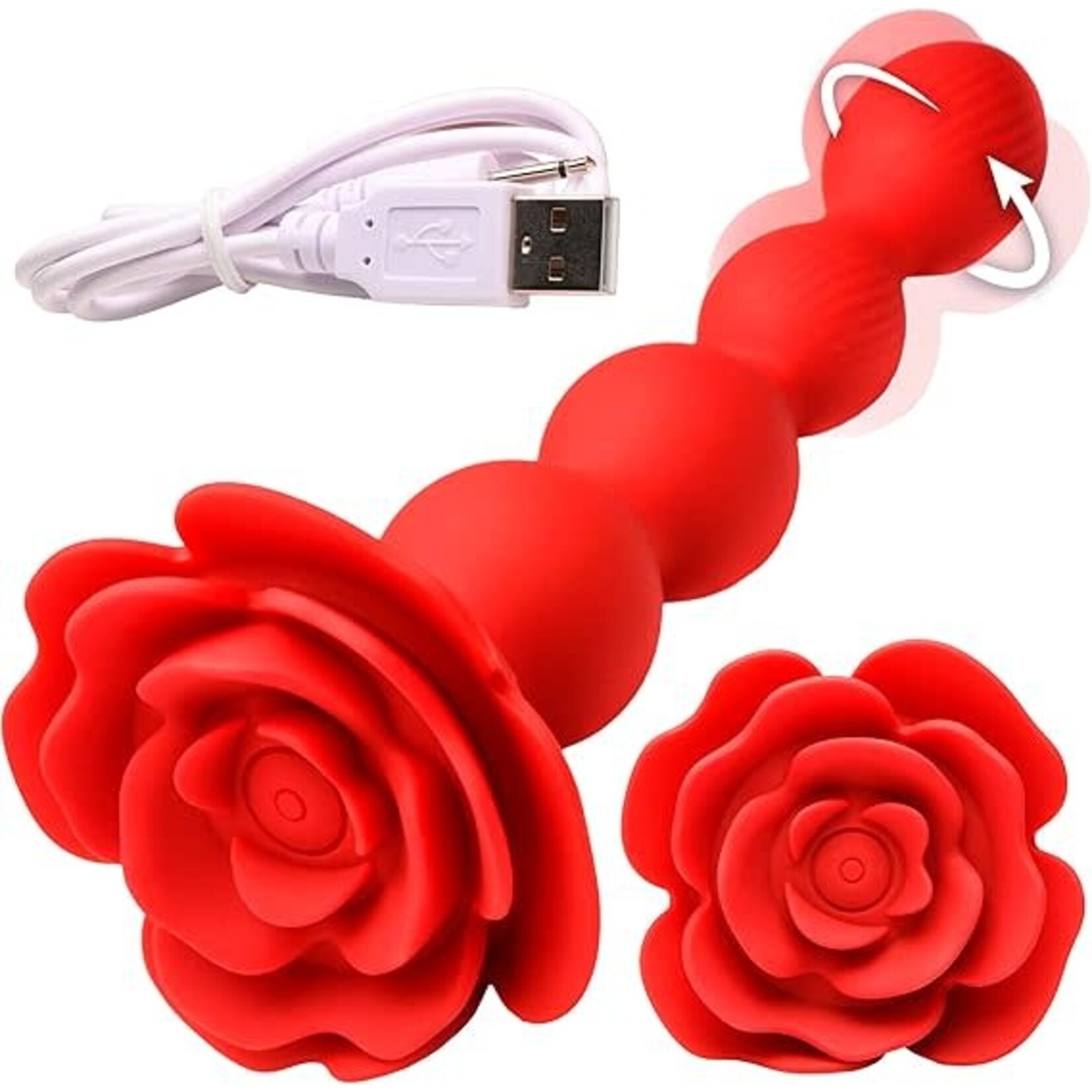 XR BRANDS BLOOMGASM ROSE TWIRL VIBRATING & ROTATING ANAL BEADS