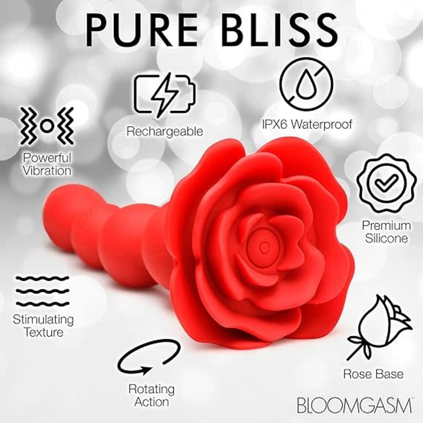 XR BRANDS BLOOMGASM ROSE TWIRL VIBRATING & ROTATING ANAL BEADS