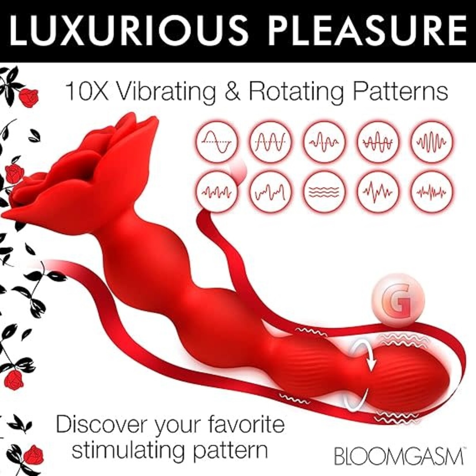 XR BRANDS BLOOMGASM ROSE TWIRL VIBRATING & ROTATING ANAL BEADS