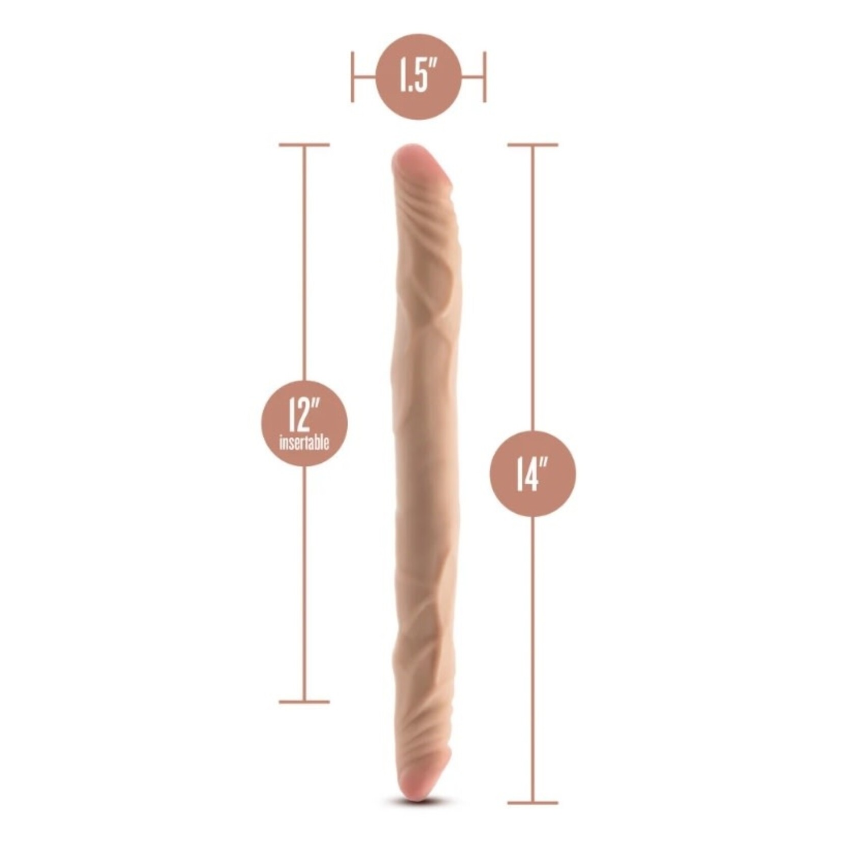 DR. SKIN BLUSH - DR. SKIN PLUS - 14" POSABLE DOUBLE DONG - BEIGE