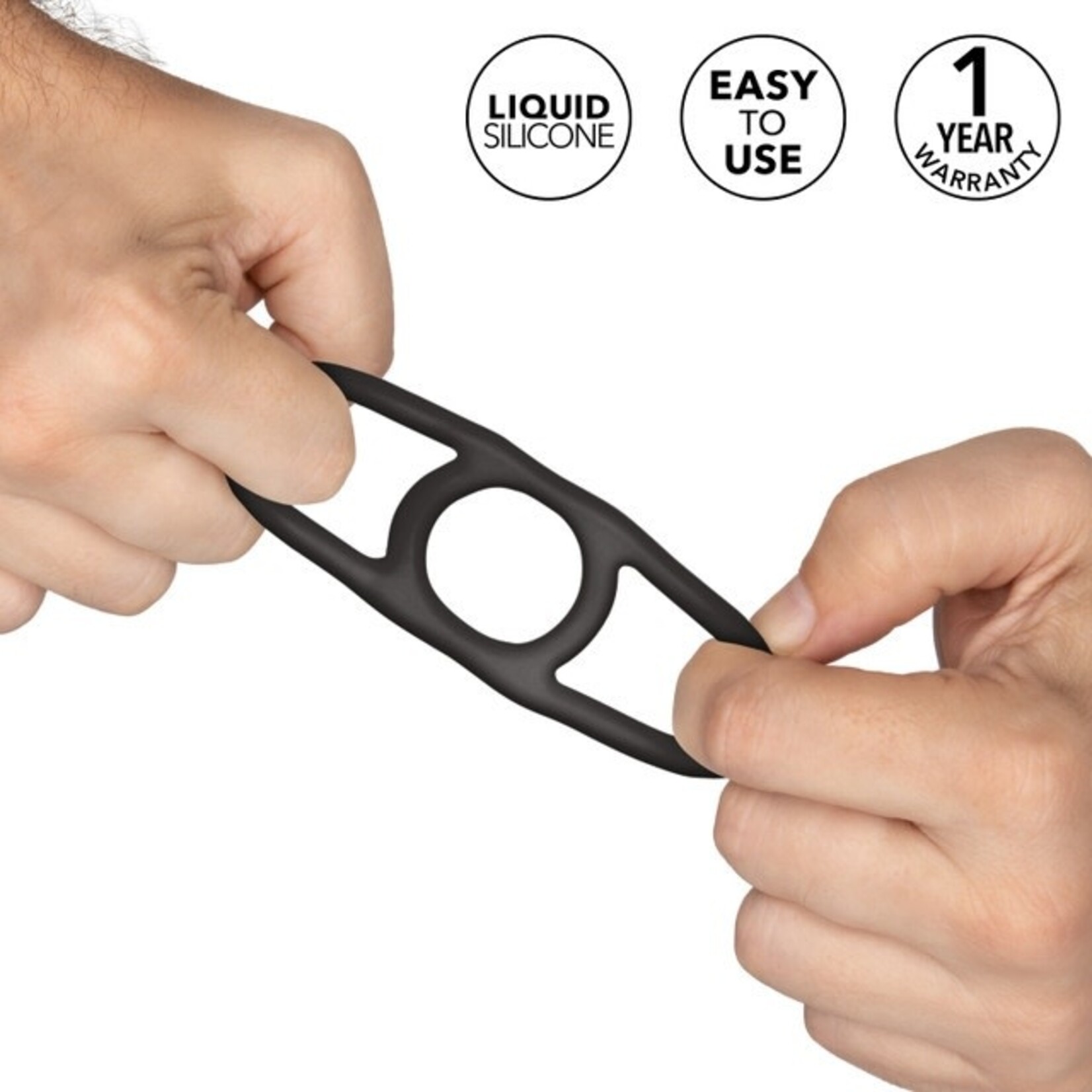 CALEXOTICS ALPHA LIQUID SILICONE COMMANDER RING - BLACK
