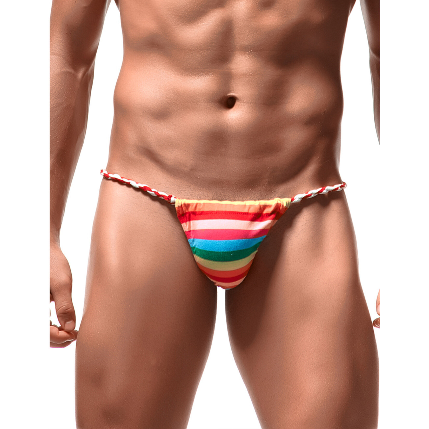 OH YEAH! -  MEN'S SEXY RAINBOW STRIPE THONG RAINBOW SMALL