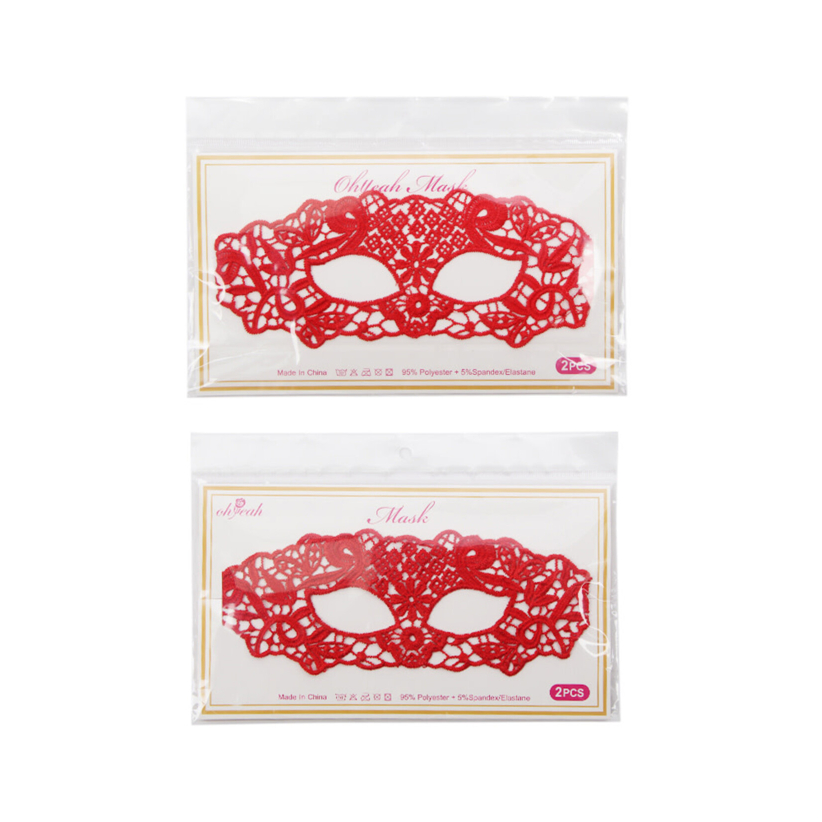 OH YEAH! -  2PCS ENCHANTING RED LACE EYE MASK AS SHOWN