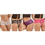 OH YEAH! -  OPEN CROTCH FLORAL LACE PANTY 4IN1 BOX AS SHOWN XS-S