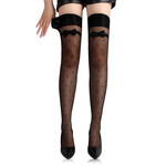 OH YEAH! -  JACQUARD BOW TIE BLACK SPOT STOCKINGS