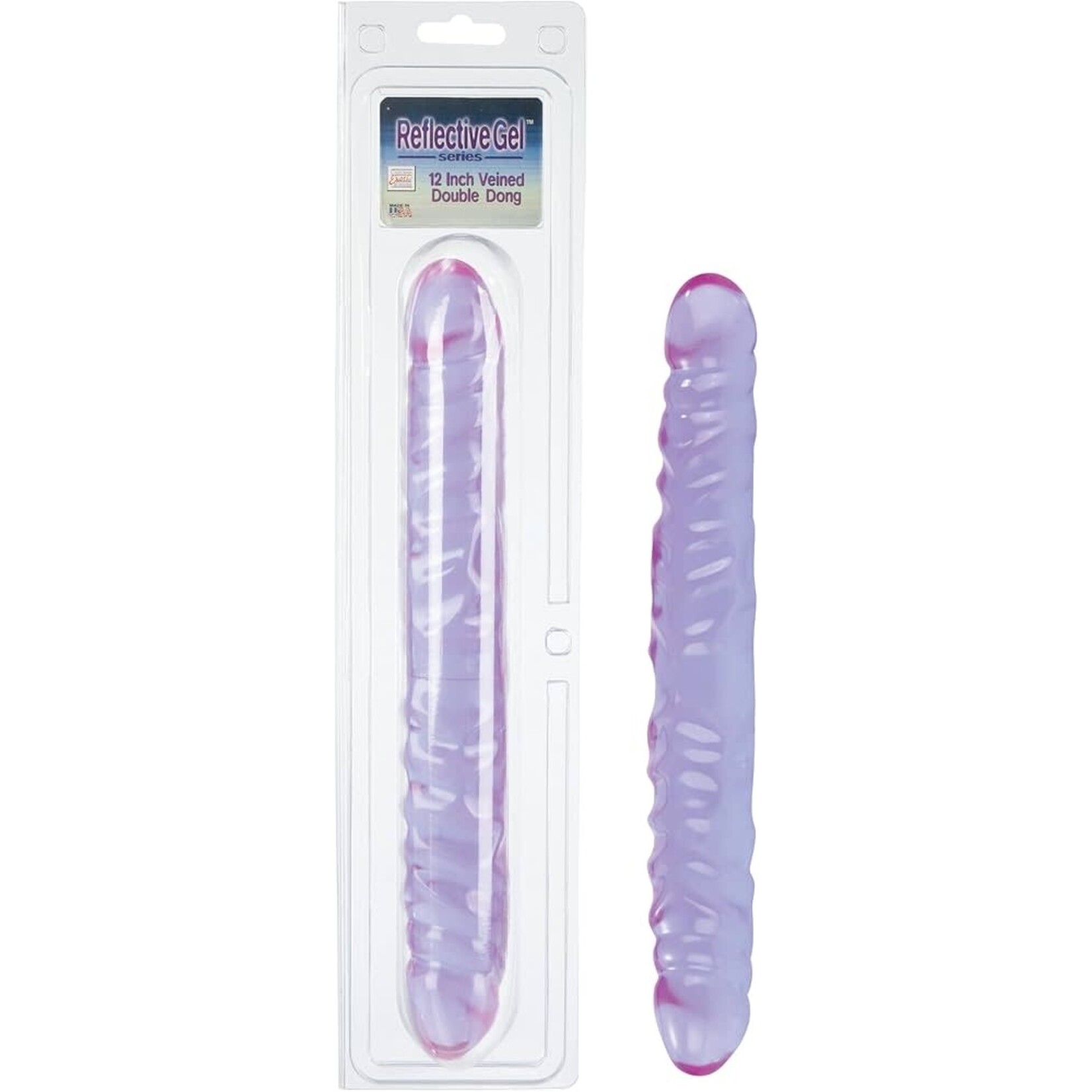 CALEXOTICS REFLECTIVE GEL 12 INCH VEINED DOUBLE DILDO