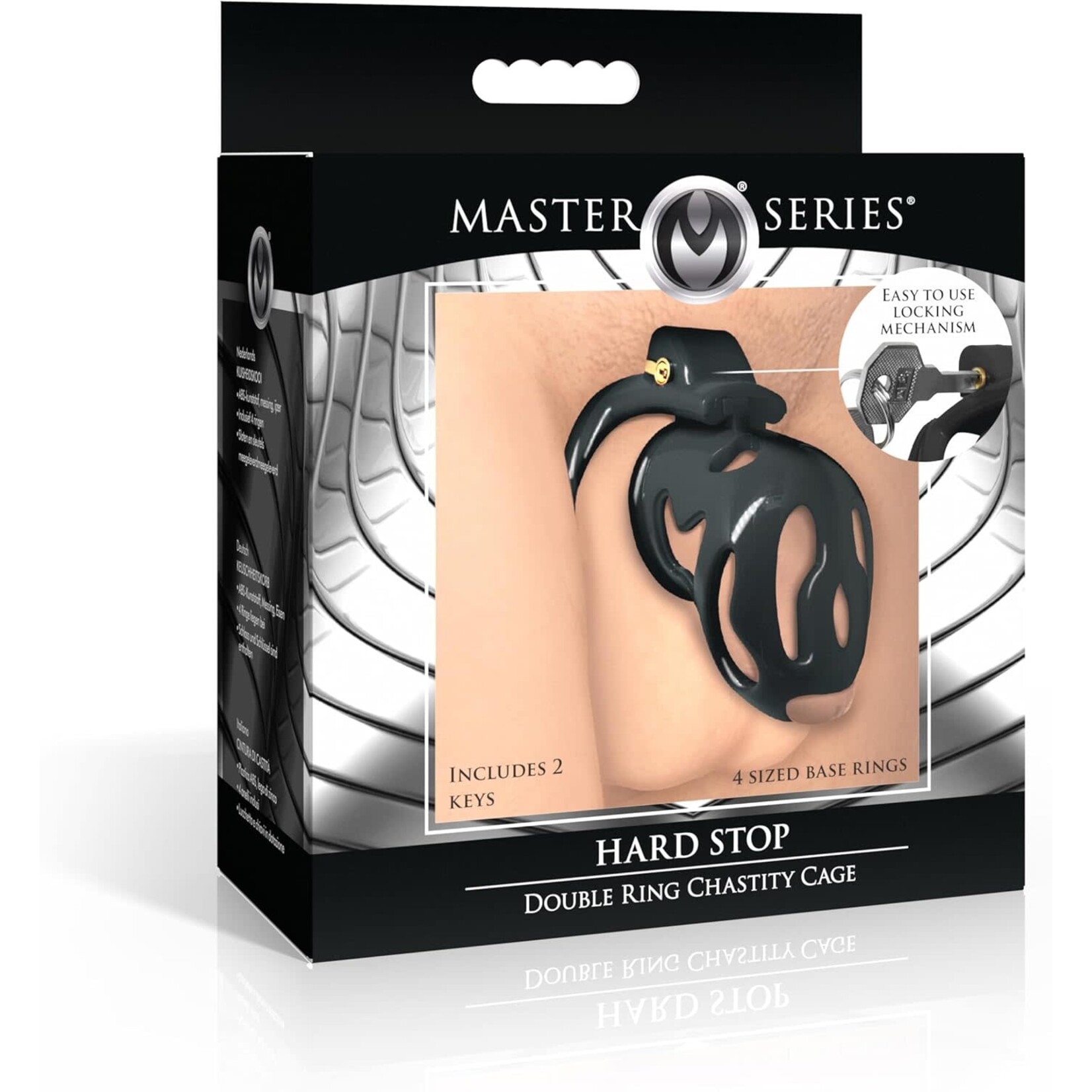 MASTER SERIES MASTER SERIES HARD STOP DOUBLE RING CHASTITY CAGE