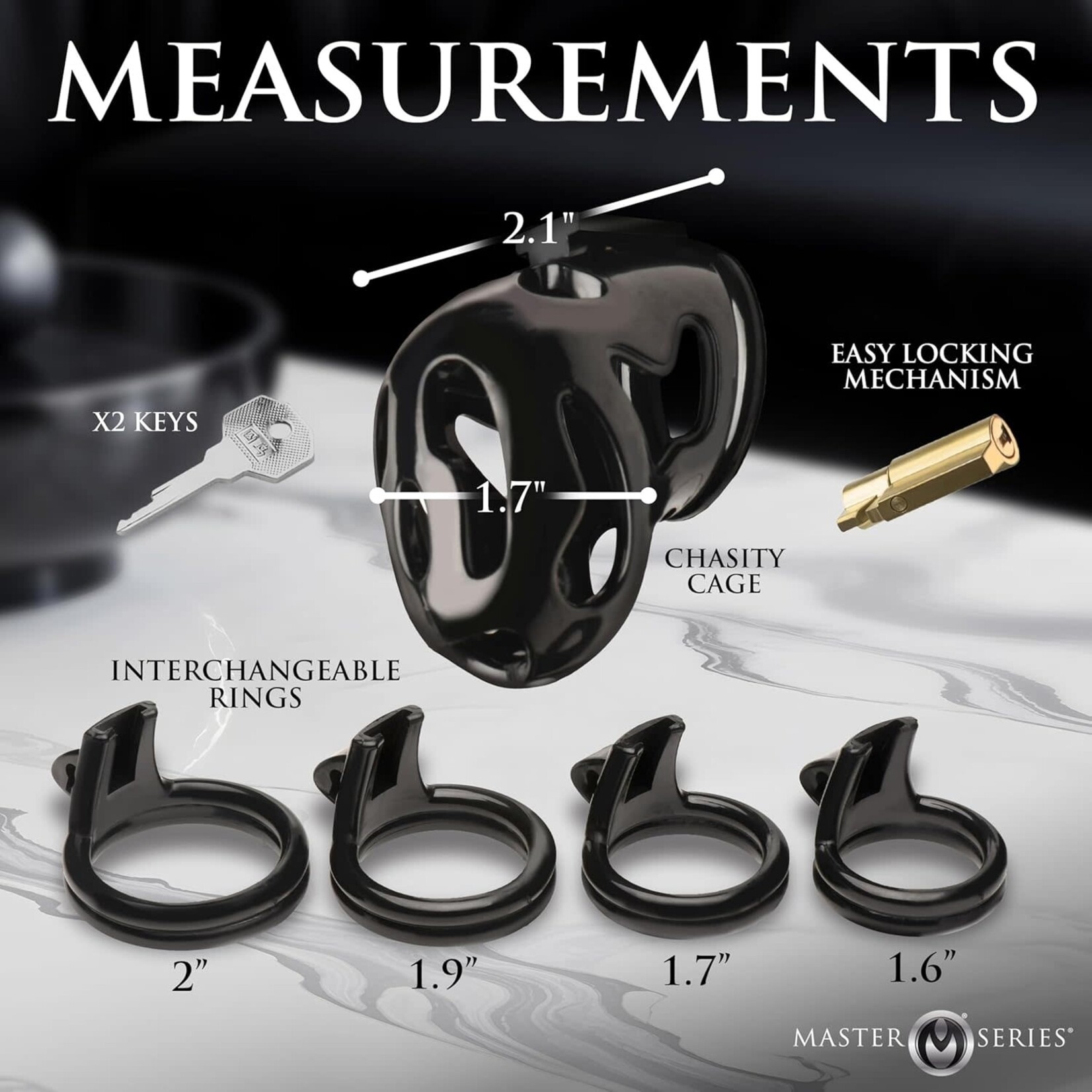 MASTER SERIES MASTER SERIES HARD STOP DOUBLE RING CHASTITY CAGE