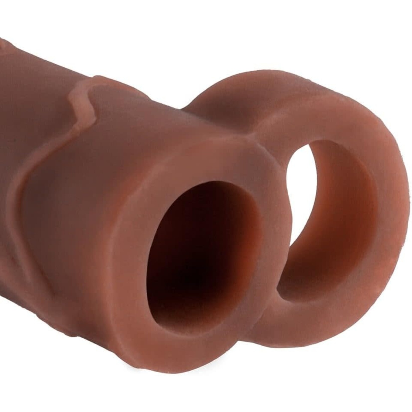PIPEDREAM FANTASY X-TENSIONS PERFECT 2" EXTENSION WITH BALL STRAP - BROWN