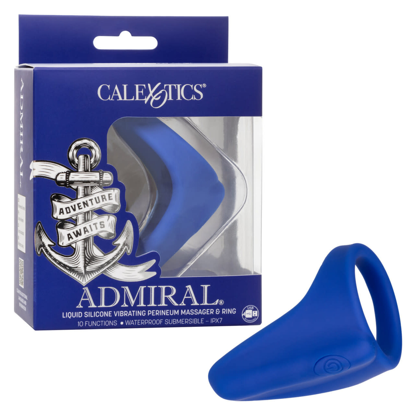 CALEXOTICS ADMIRAL LIQUID SILICONE VIBRATING PERINEUM MASSAGER & RING